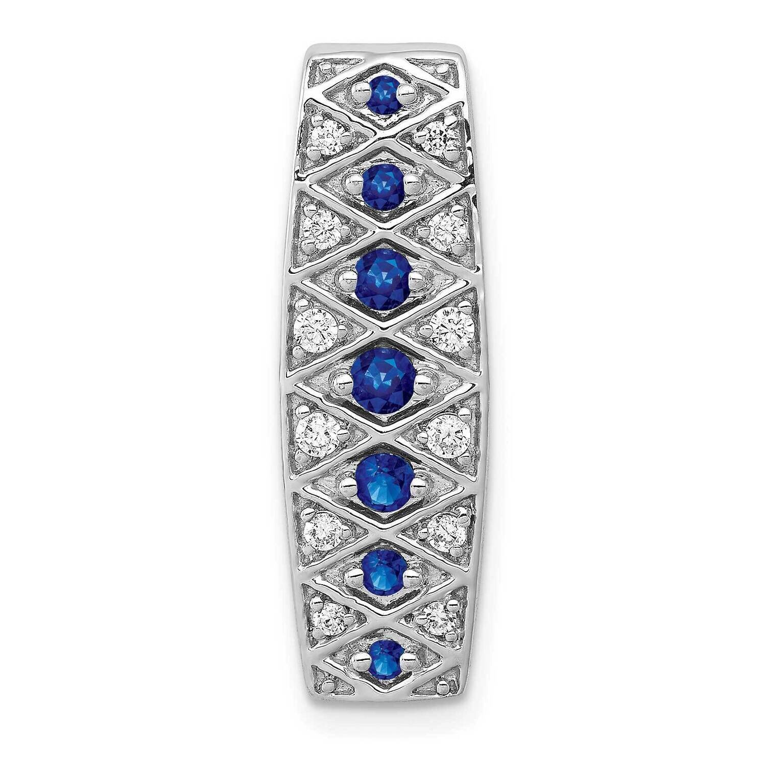 1/5Ct. Diamond &amp; .31 Sapphire Fancy Chain Slide 14k White Gold PM3850-SA-020-WA, MPN: PM3850-SA-020…