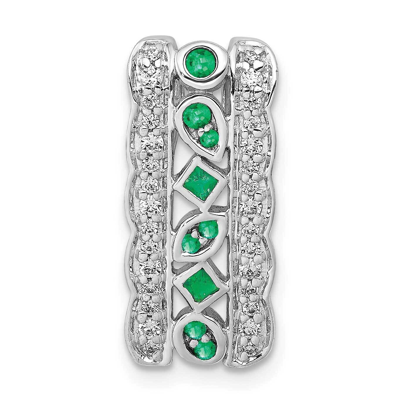 Emerald Fancy Chain Slide 14k White Gold Diamond PM3852-EM-020-WA