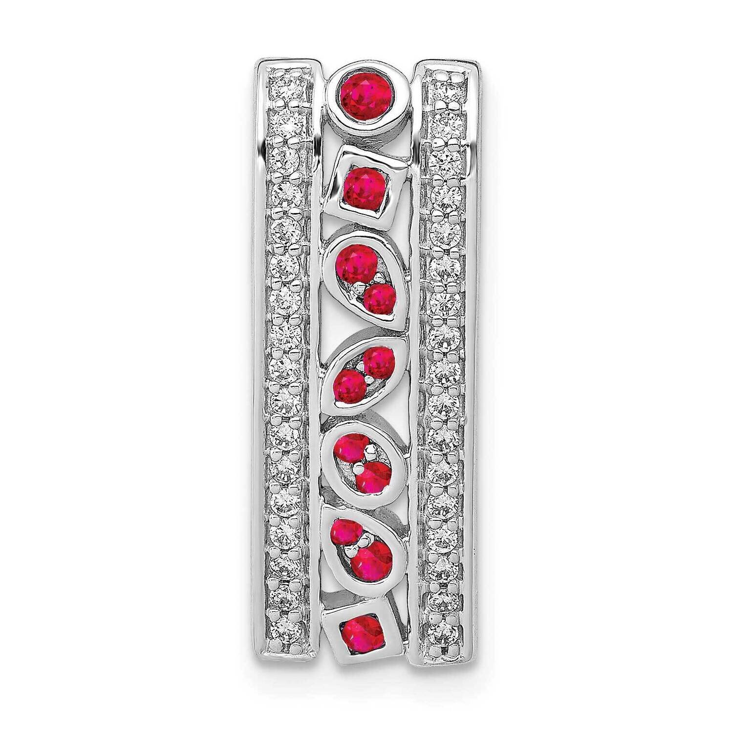 .24 Ruby Fancy Chain Slide 14k White Gold Diamond PM3853-RU-020-WA, MPN: PM3853-RU-020-WA, 88395728…