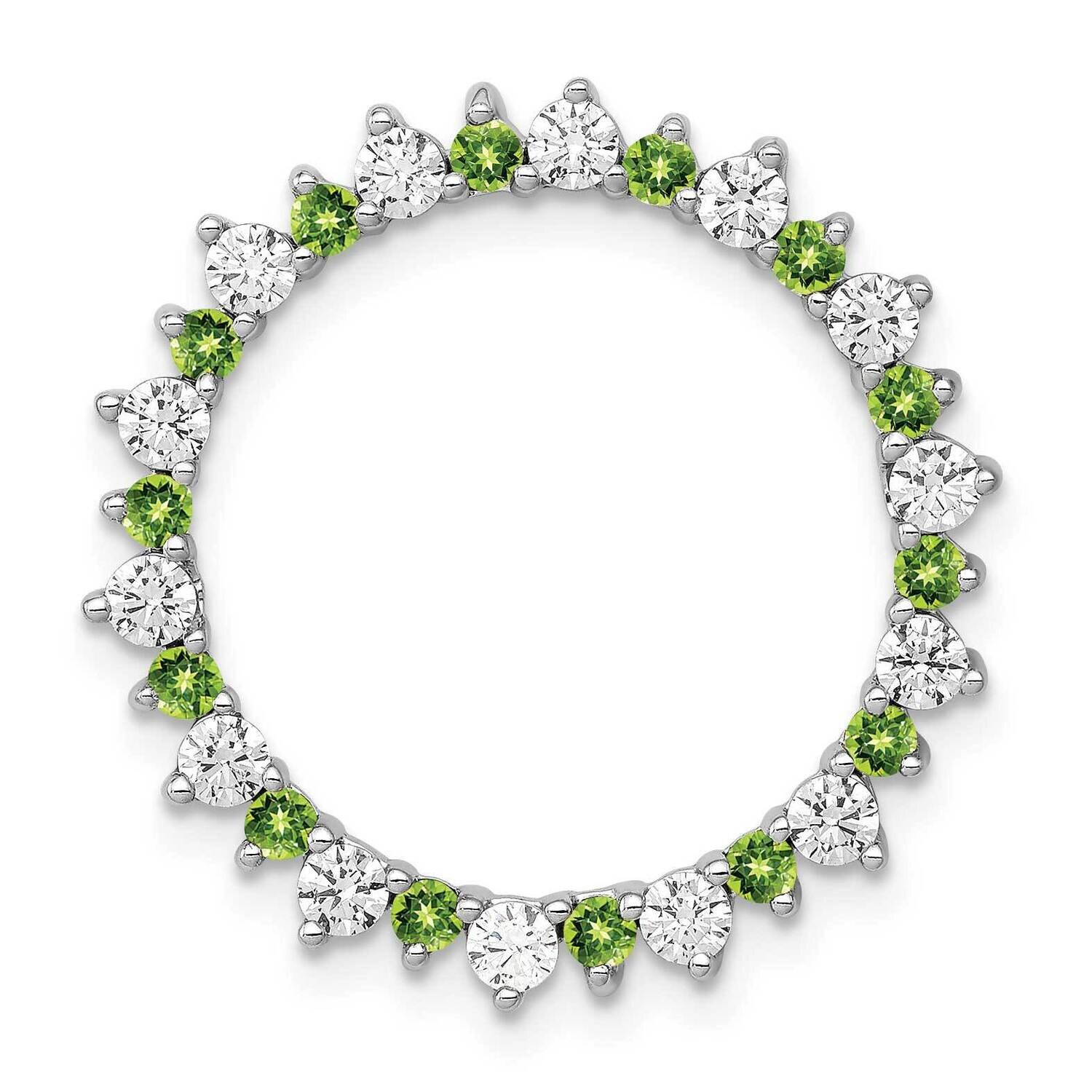 .42 Peridot Fancy Circle Chain Slide 14k White Gold Diamond PM3855-PE-062-WA, MPN: PM3855-PE-062-WA,