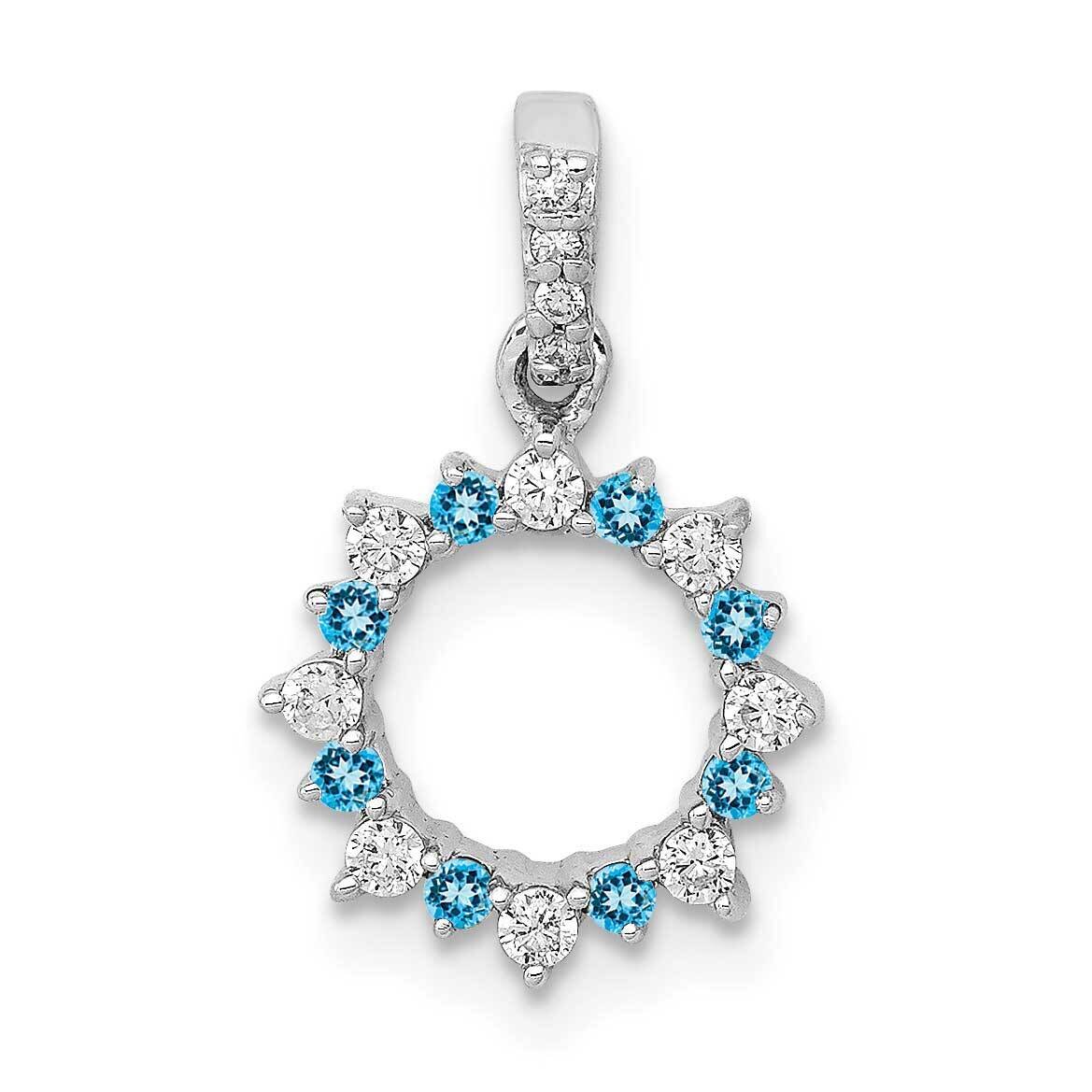 .08Ct. Diamond &amp; Blue Topaz Fancy Circle Pendant 14k White Gold PM3856-BT-012-WA, MPN: PM3856-BT-01…