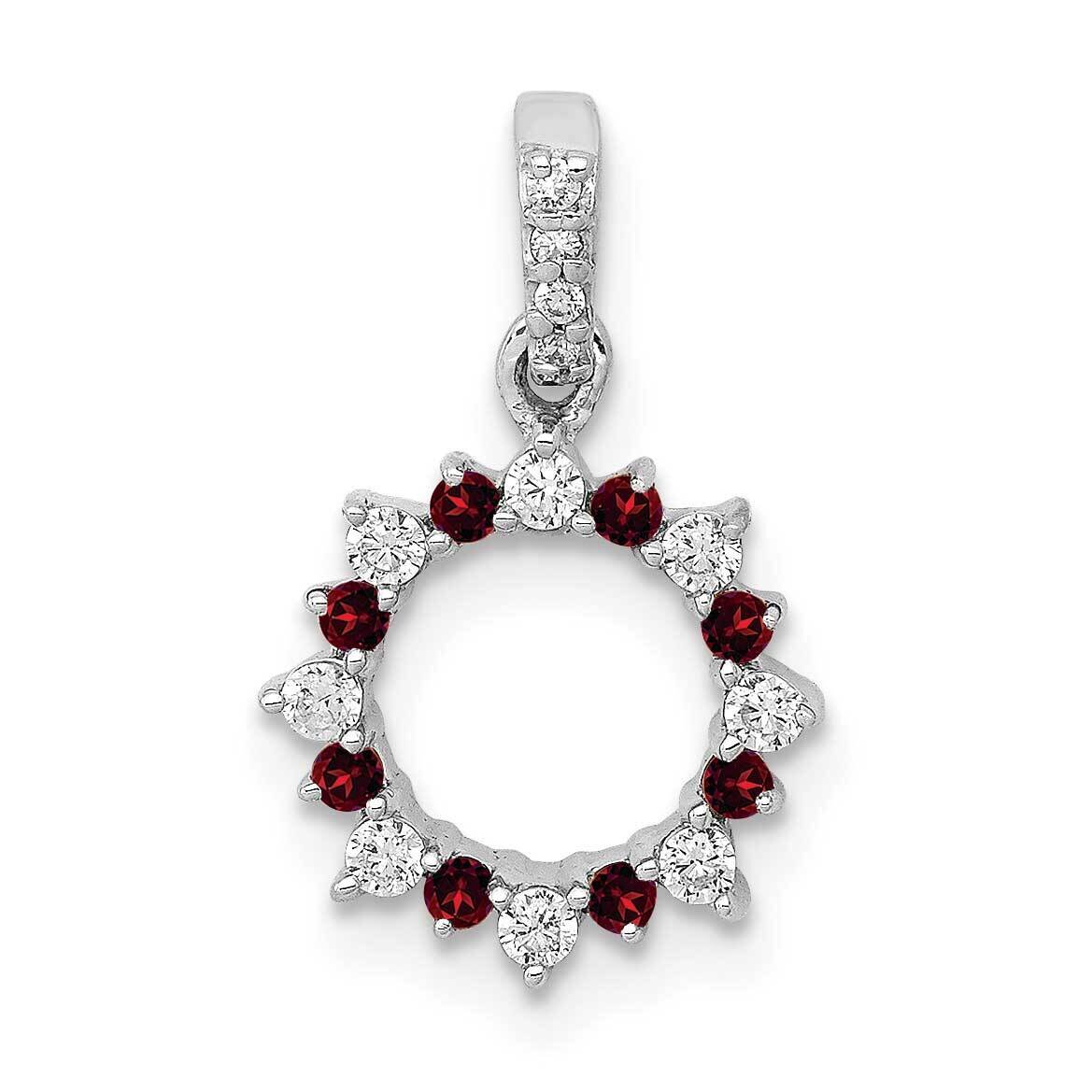 .08 Garnet Fancy Circle Pendant 14k White Gold Diamond PM3856-GA-012-WA, MPN: PM3856-GA-012-WA, 883…
