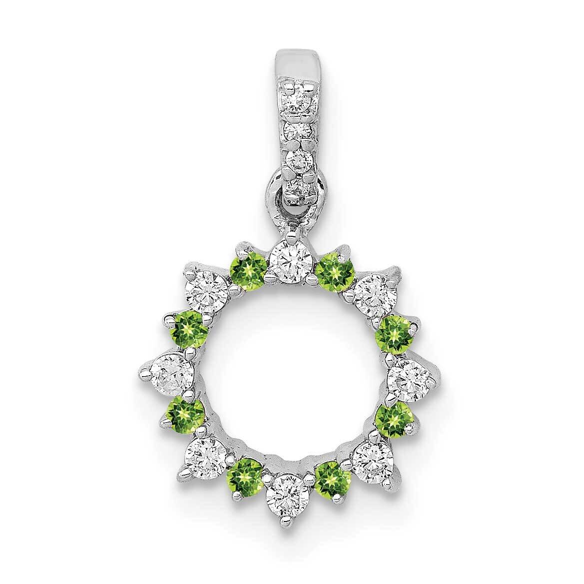 .08 Peridot Fancy Circle Pendant 14k White Gold Diamond PM3856-PE-012-WA, MPN: PM3856-PE-012-WA, 88…