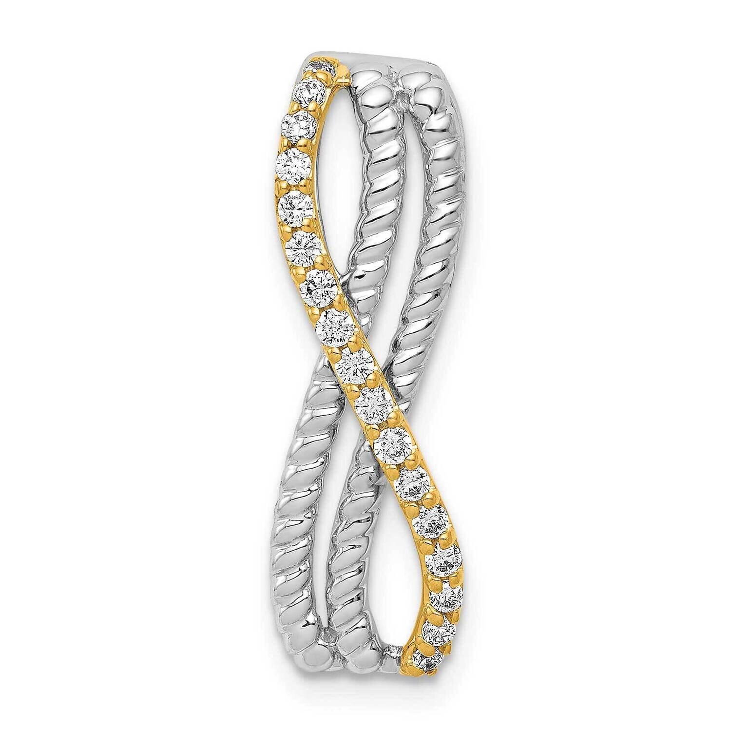 1/5Ct. Diamond Fancy Twisted &amp; Braided Chain Slide 14k Two-Tone Gold PM3857-020-YWA, MPN: PM3857-02…