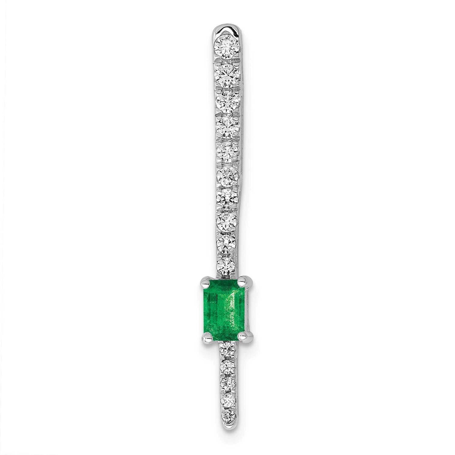 Rectangle Emerald Fancy Chain Slide 14k White Gold Diamond PM3874-EM-055-WA, MPN: PM3874-EM-055-WA,…