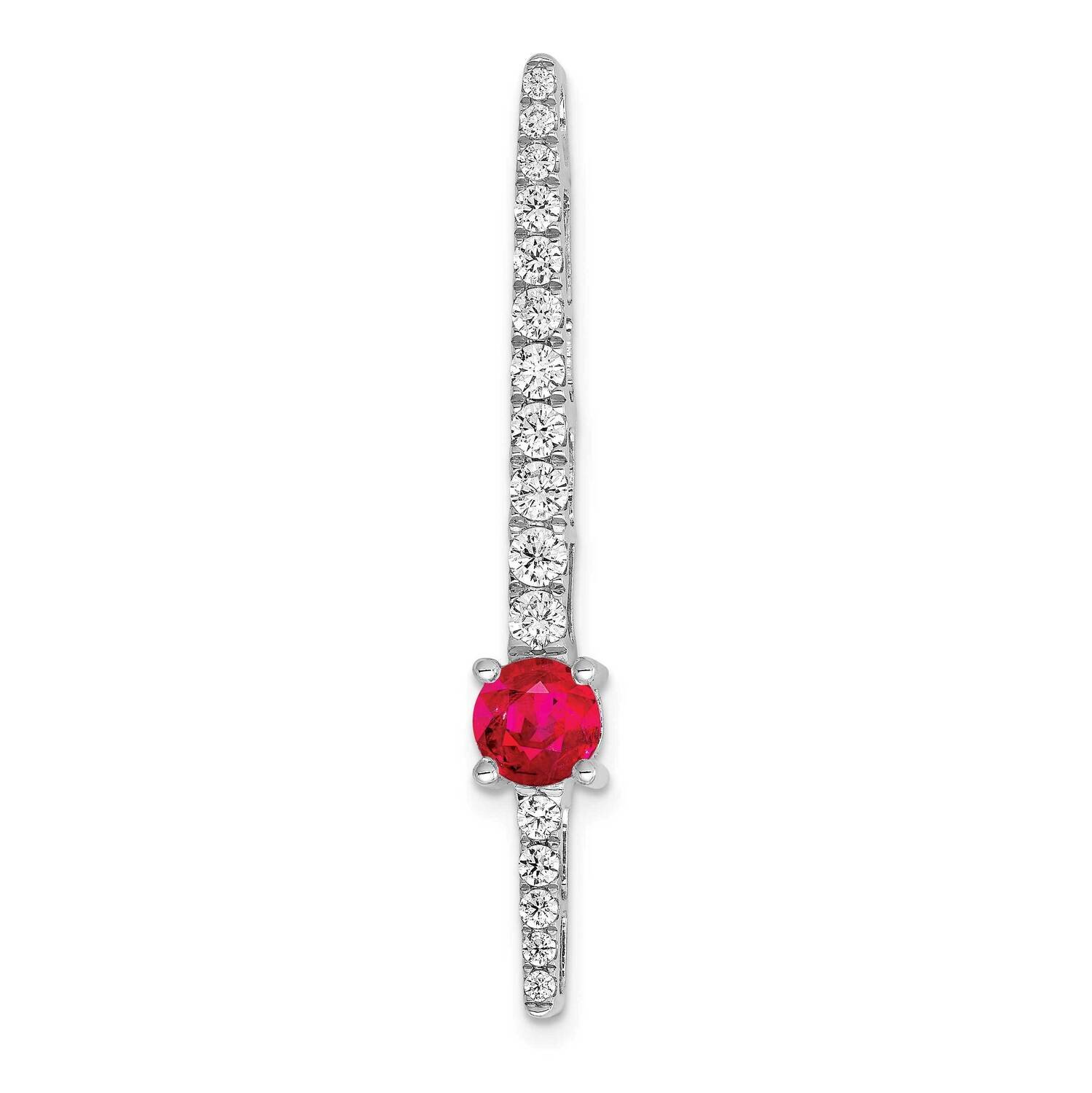 .50 Ruby Fancy Chain Slide 14k White Gold Diamond PM3876-RU-100-WA, MPN: PM3876-RU-100-WA,
