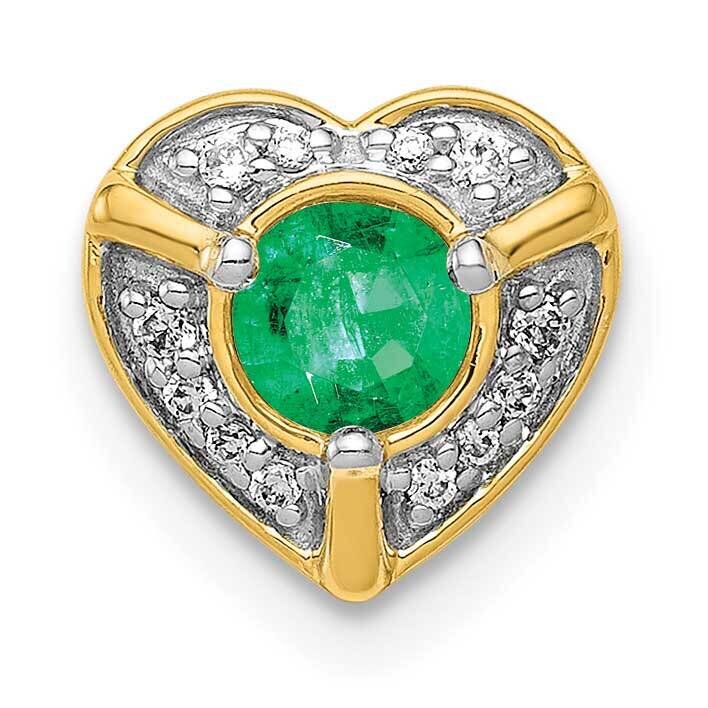 Emerald Fancy Heart Pendant 14k Gold Diamond PM3921-EM-005-YA, MPN: PM3921-EM-005-YA,