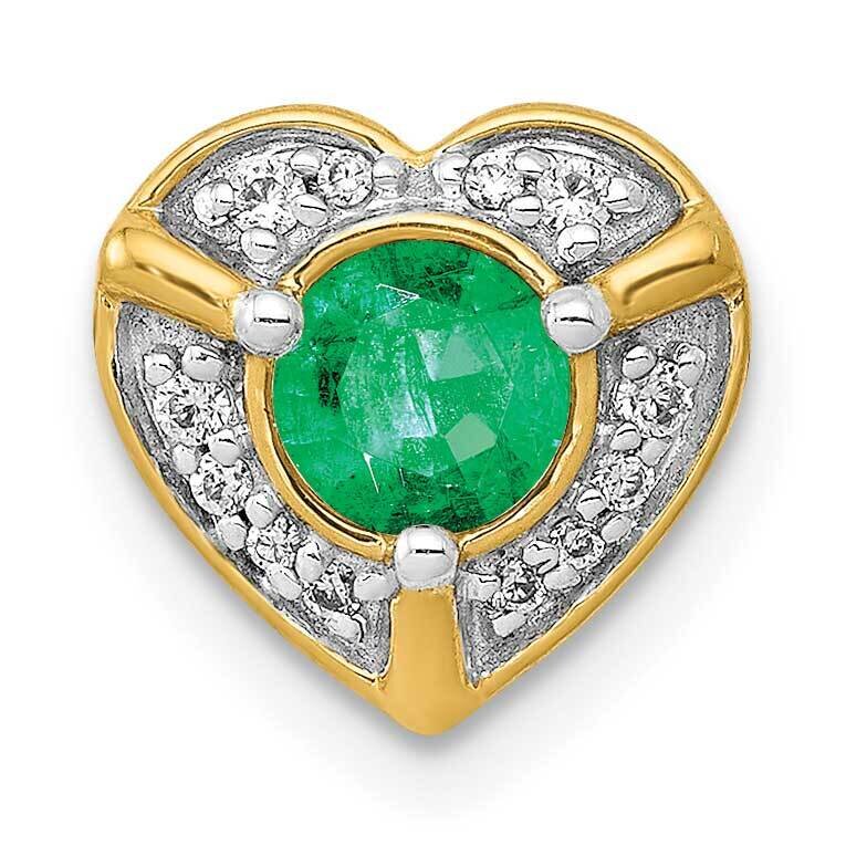 Emerald Fancy Heart Pendant 14k Gold Diamond PM3921-EM-007-YA, MPN: PM3921-EM-007-YA, 883957292250