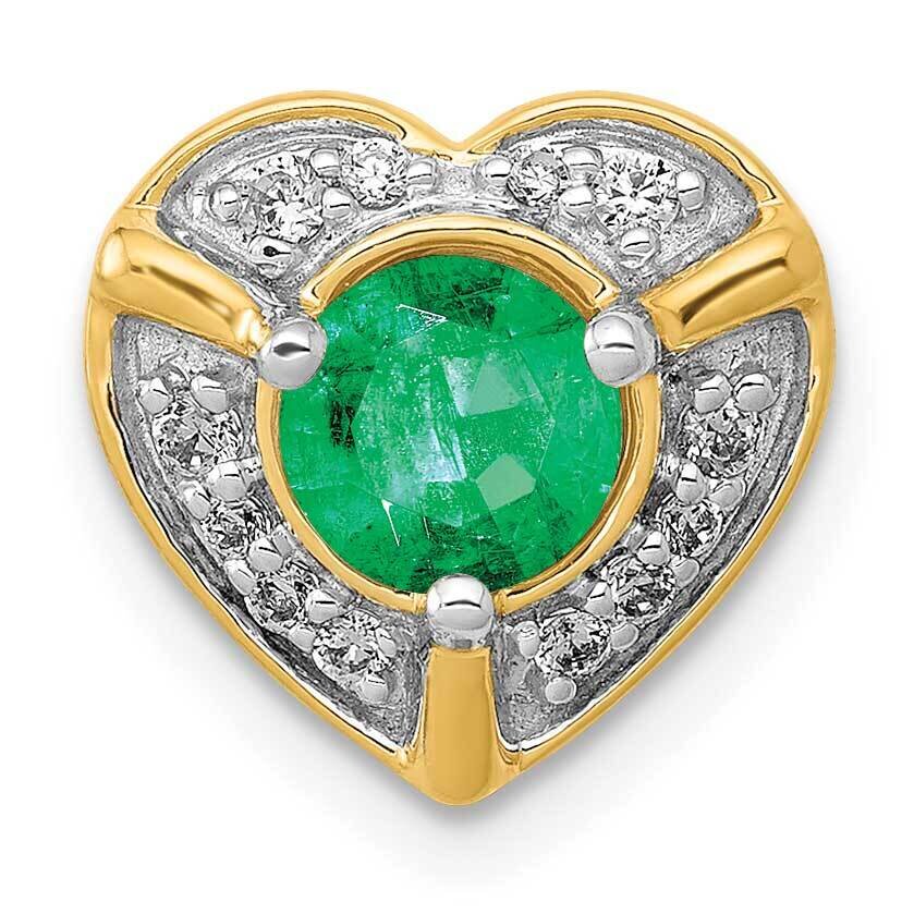 Emerald Fancy Heart Pendant 14k Gold Diamond PM3921-EM-011-YA, MPN: PM3921-EM-011-YA, 883957292328