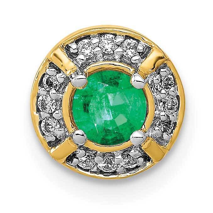 .25 Emerald Fancy Circle Chain Slide 14k Gold Diamond PM3922-EM-007-YA