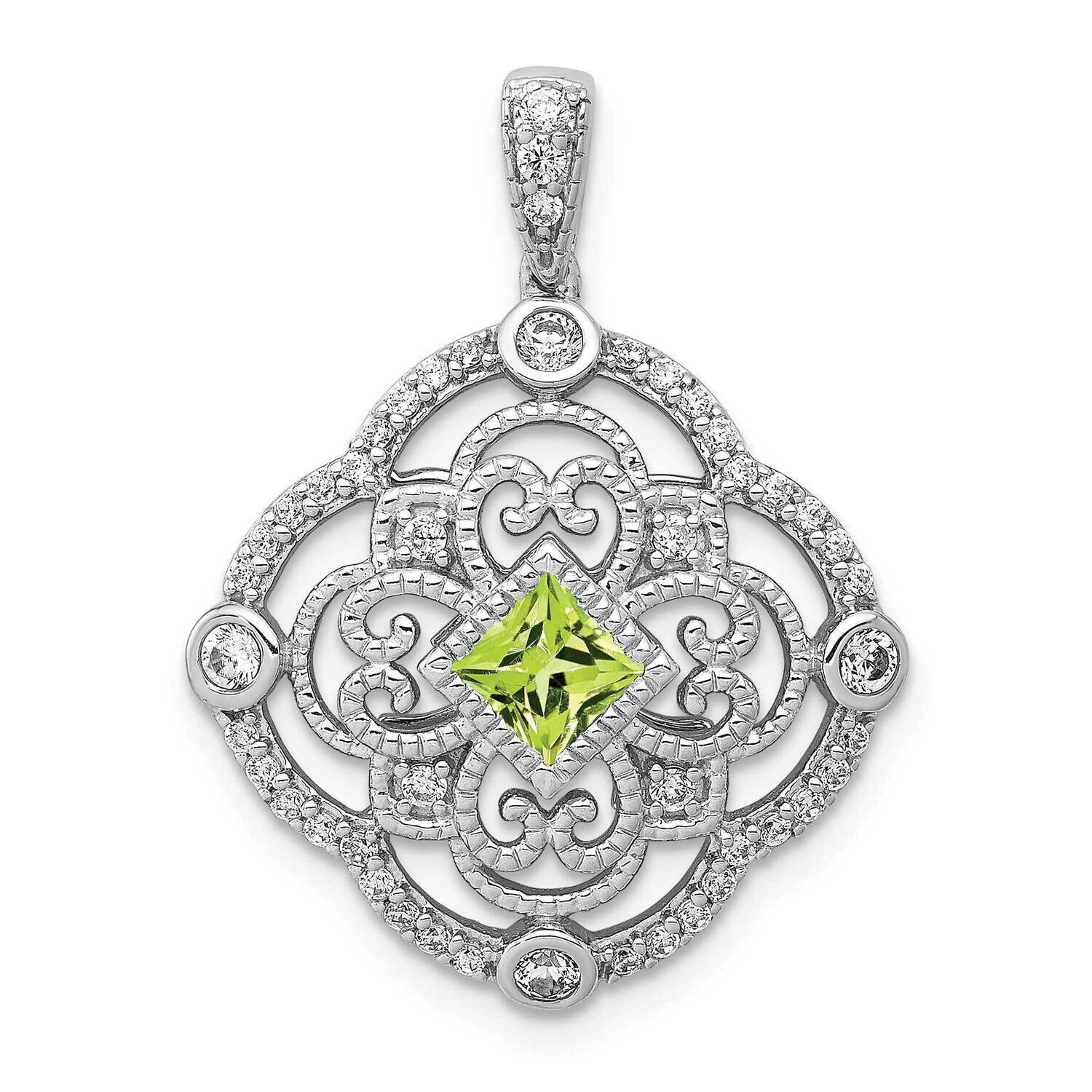 .40 Peridot Fancy Pendant 14k White Gold Diamond PM3943-PE-038-WA, MPN: PM3943-PE-038-WA,