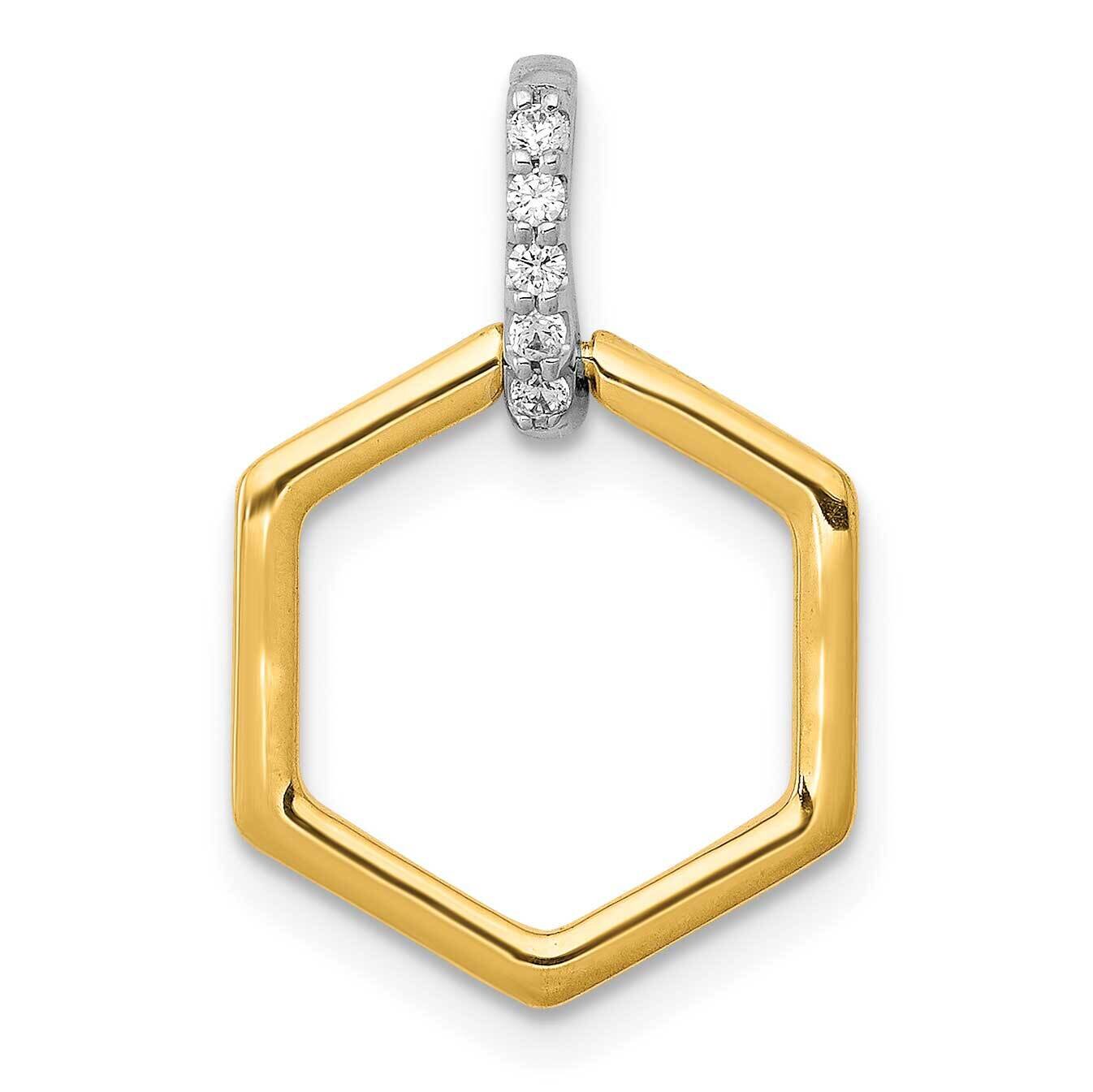 1/20Ct. Diamond Fancy Hexagon Pendant 14k Two-Tone Gold PM3966-004-YWA, MPN: PM3966-004-YWA, 883957…
