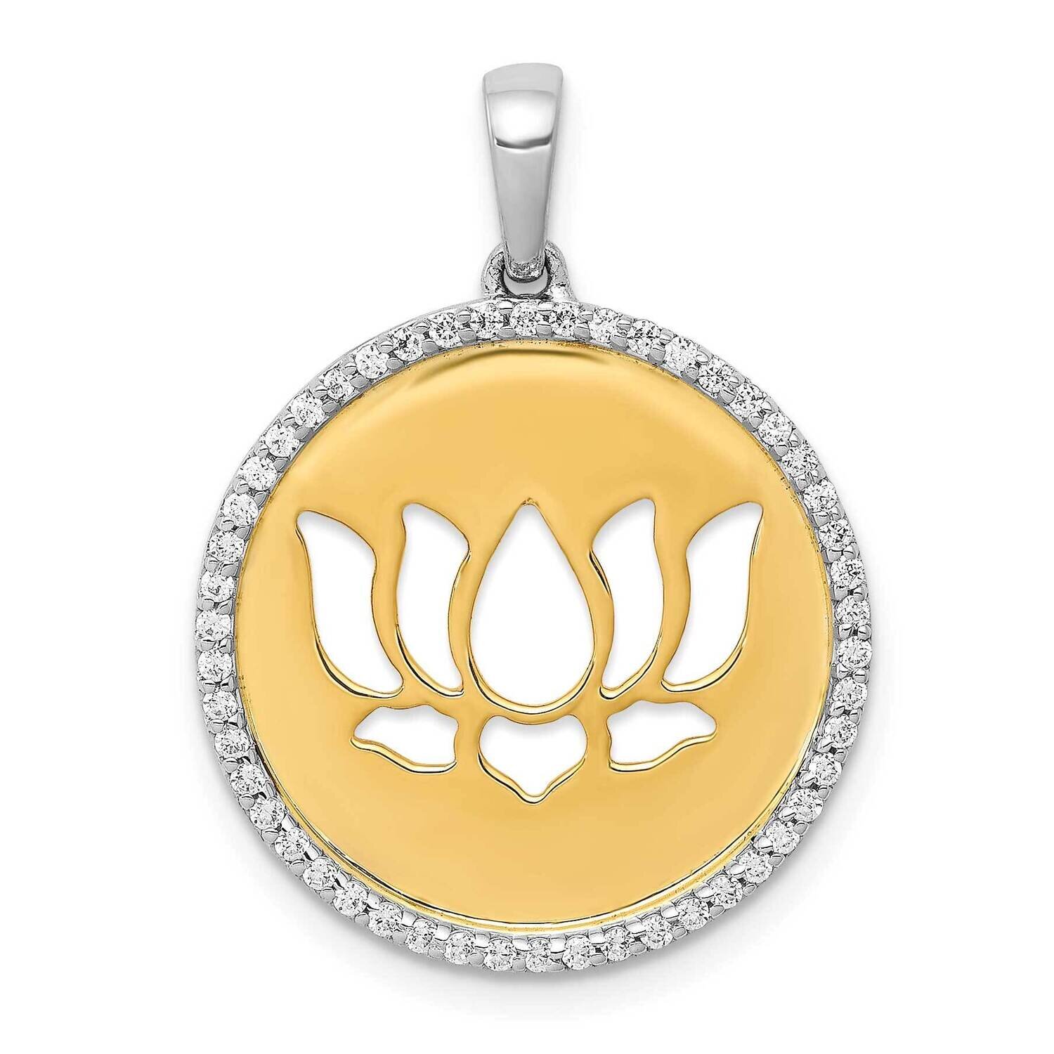 Diamond Lotus Flower Pendant 14k Two-Tone Gold PM3978-025-YWA, MPN: PM3978-025-YWA, 883957756318