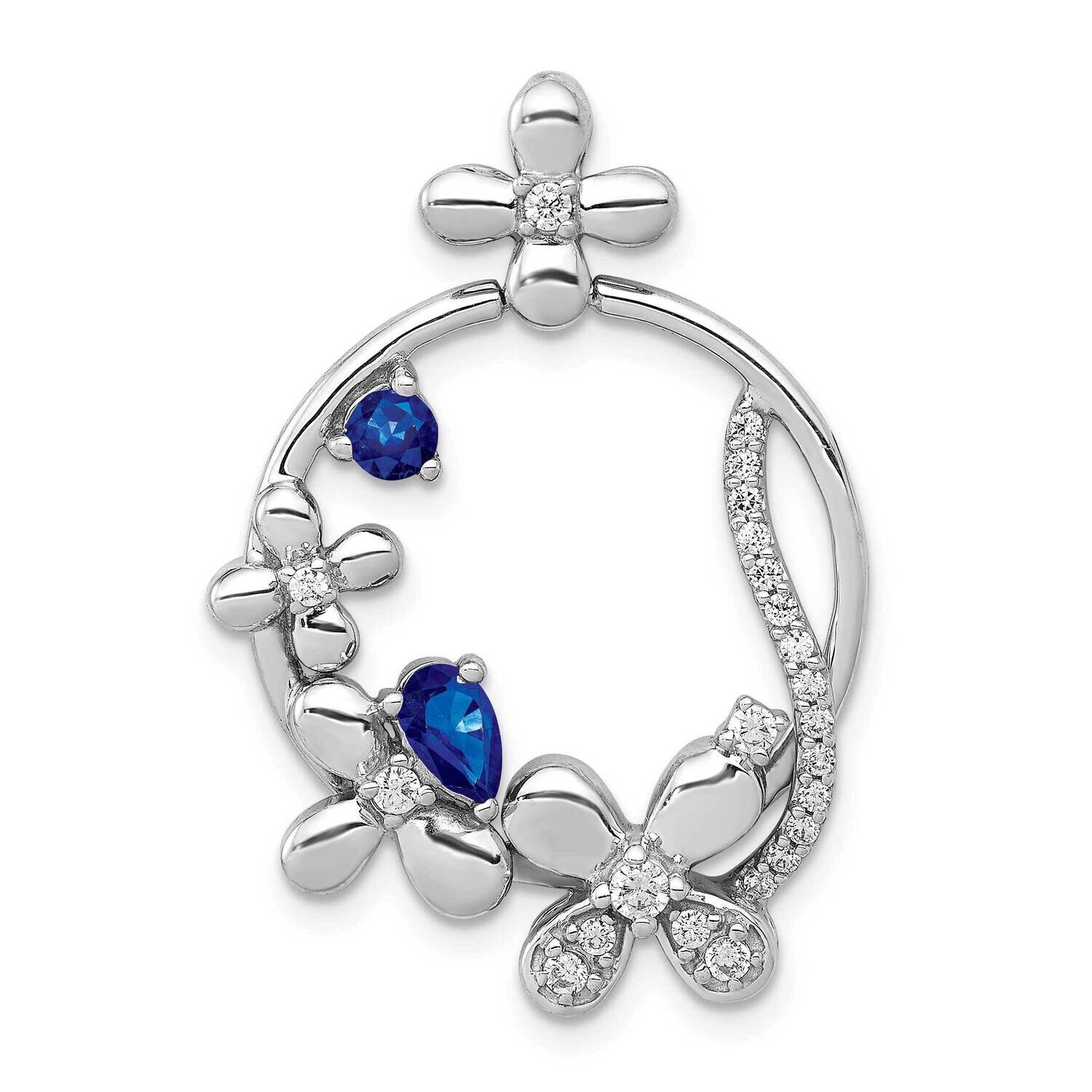 Sapphire Circle Flowers Pendant 14k White Gold Diamond PM3986-SA-025-WA, MPN: PM3986-SA-025-WA,