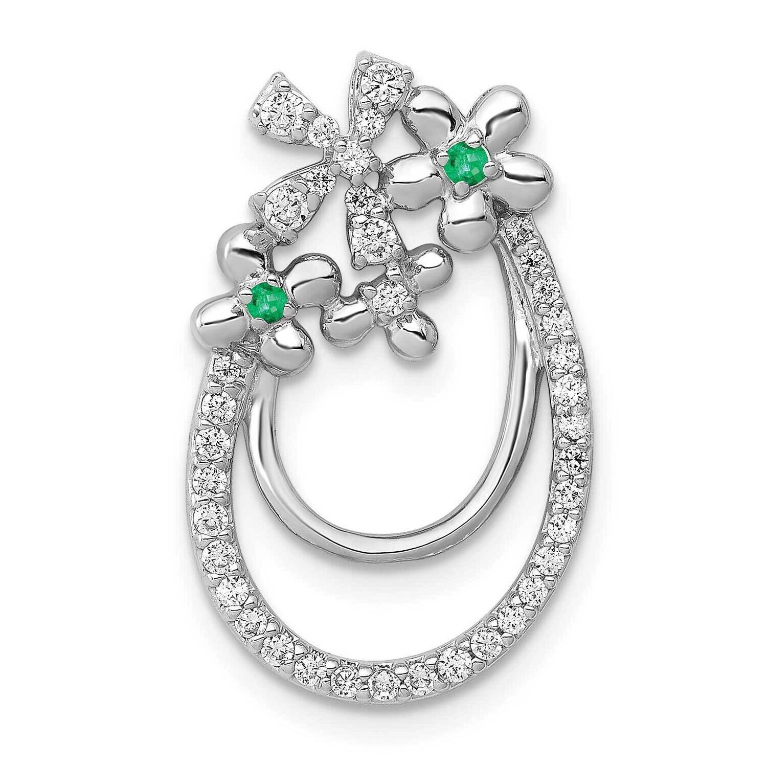 Emerald Flower Chain Slide 14k White Gold Diamond PM3988-EM-025-WA, MPN: PM3988-EM-025-WA, 88395729…