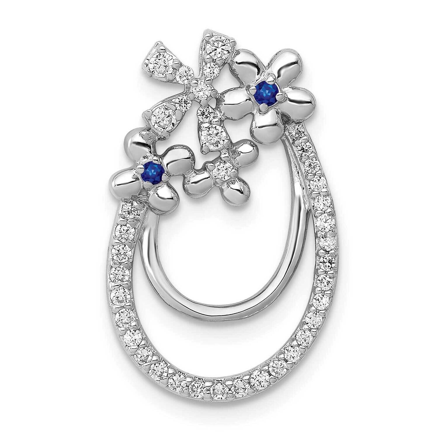 Sapphire Flower Chain Slide 14k White Gold Diamond PM3988-SA-025-WA, MPN: PM3988-SA-025-WA, 8839572…