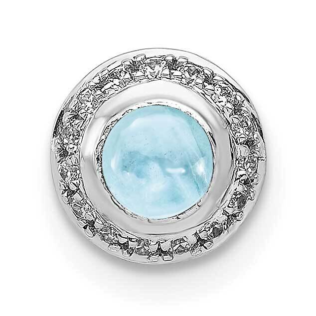 Cabochon .47 Aquamarine Chain Slide 14k White Gold Diamond PM4030-AQ-008-WA, MPN: PM4030-AQ-008-WA,