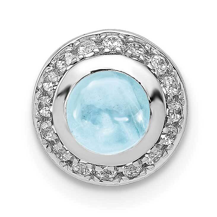 Cabochon .91 Aquamarine Chain Slide 14k White Gold Diamond PM4030-AQ-012-WA, MPN: PM4030-AQ-012-WA,