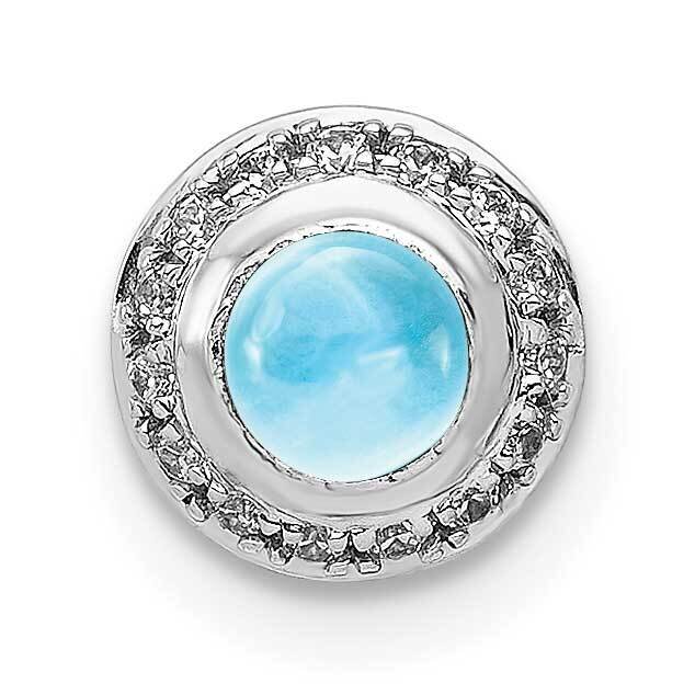 Cabochon .47 Blue Topaz Chain Slide 14k White Gold Diamond PM4030-BT-008-WA, MPN: PM4030-BT-008-WA,