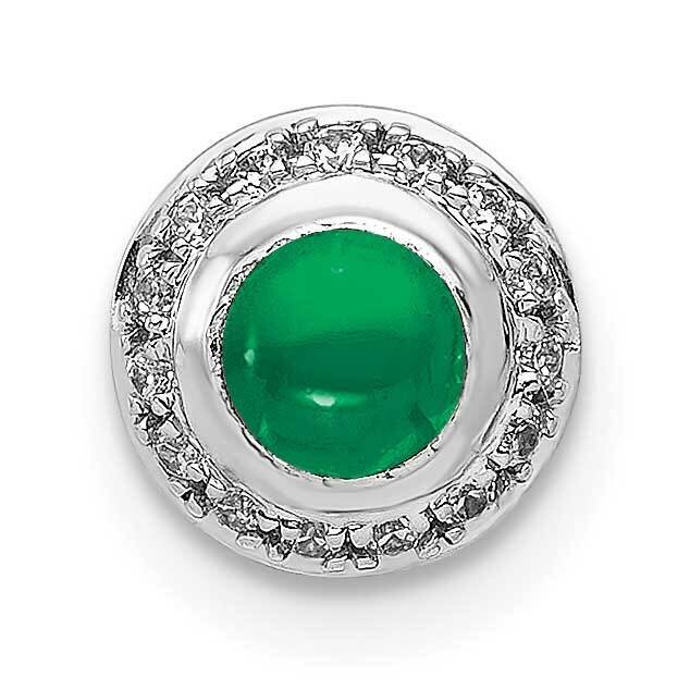 Halo Diamond &amp; Cabochon .47 Emerald Chain Slide 14k White Gold PM4030-EM-008-WA, MPN: PM4030-EM-008…