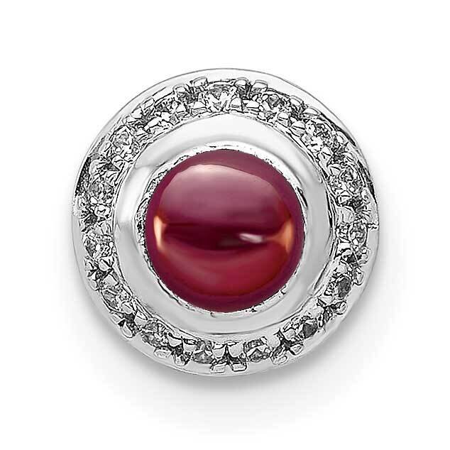 Cabochon .47 Garnet Chain Slide 14k White Gold Diamond PM4030-GA-008-WA, MPN: PM4030-GA-008-WA,