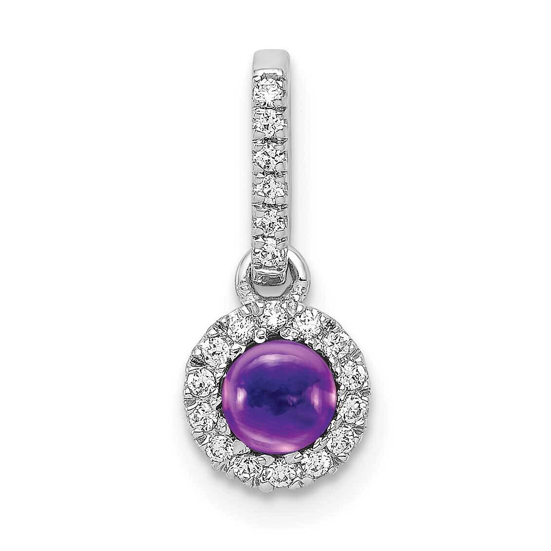 Cabochon .47 Amethyst Pendant 14k White Gold Diamond PM4031-AM-009-WA, MPN: PM4031-AM-009-WA,