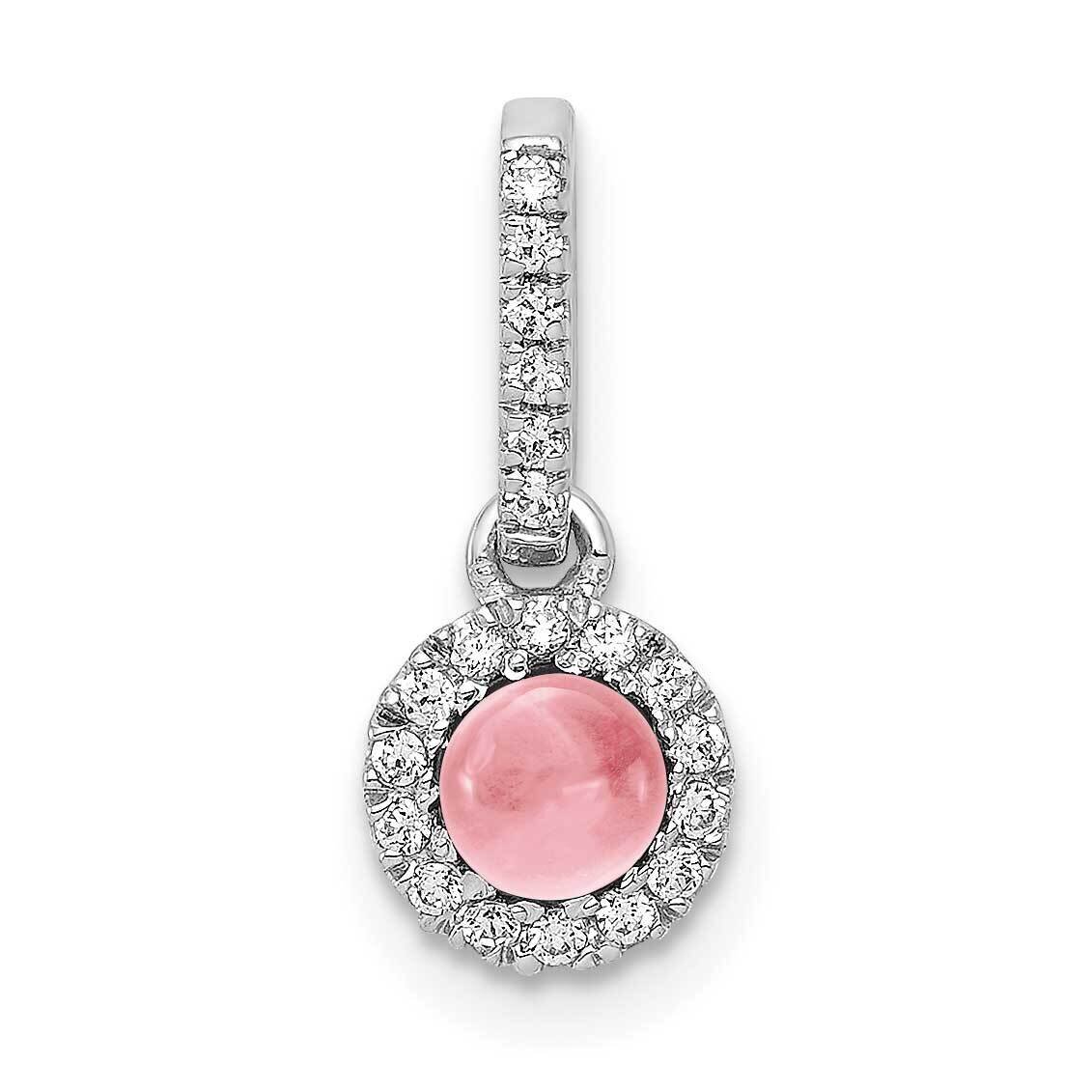 Cabochon .47 Pink Tourmaline Pendant 14k White Gold Diamond PM4031-PT-009-WA, MPN: PM4031-PT-009-WA,