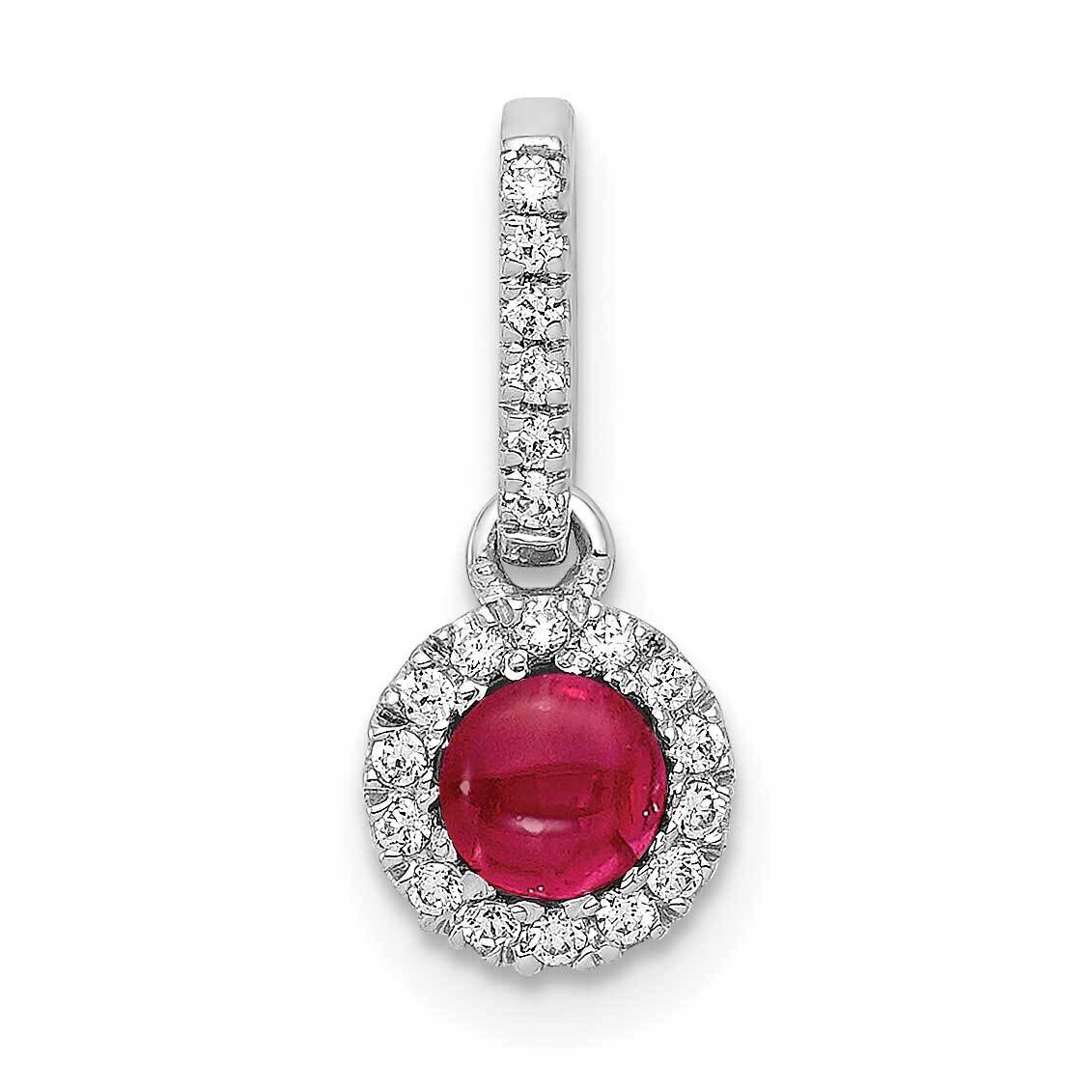 Cabochon .38 Ruby Halo Pendant 14k White Gold Diamond PM4031-RU-009-WA, MPN: PM4031-RU-009-WA, 8839…