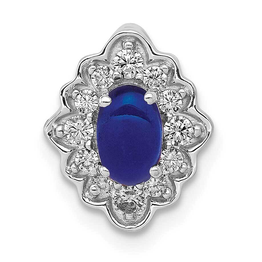 Fancy Diamond &amp; Cabochon .60 Sapphire Chain Slide 14k White Gold PM4033-SA-020-WA, MPN: PM4033-SA-0…