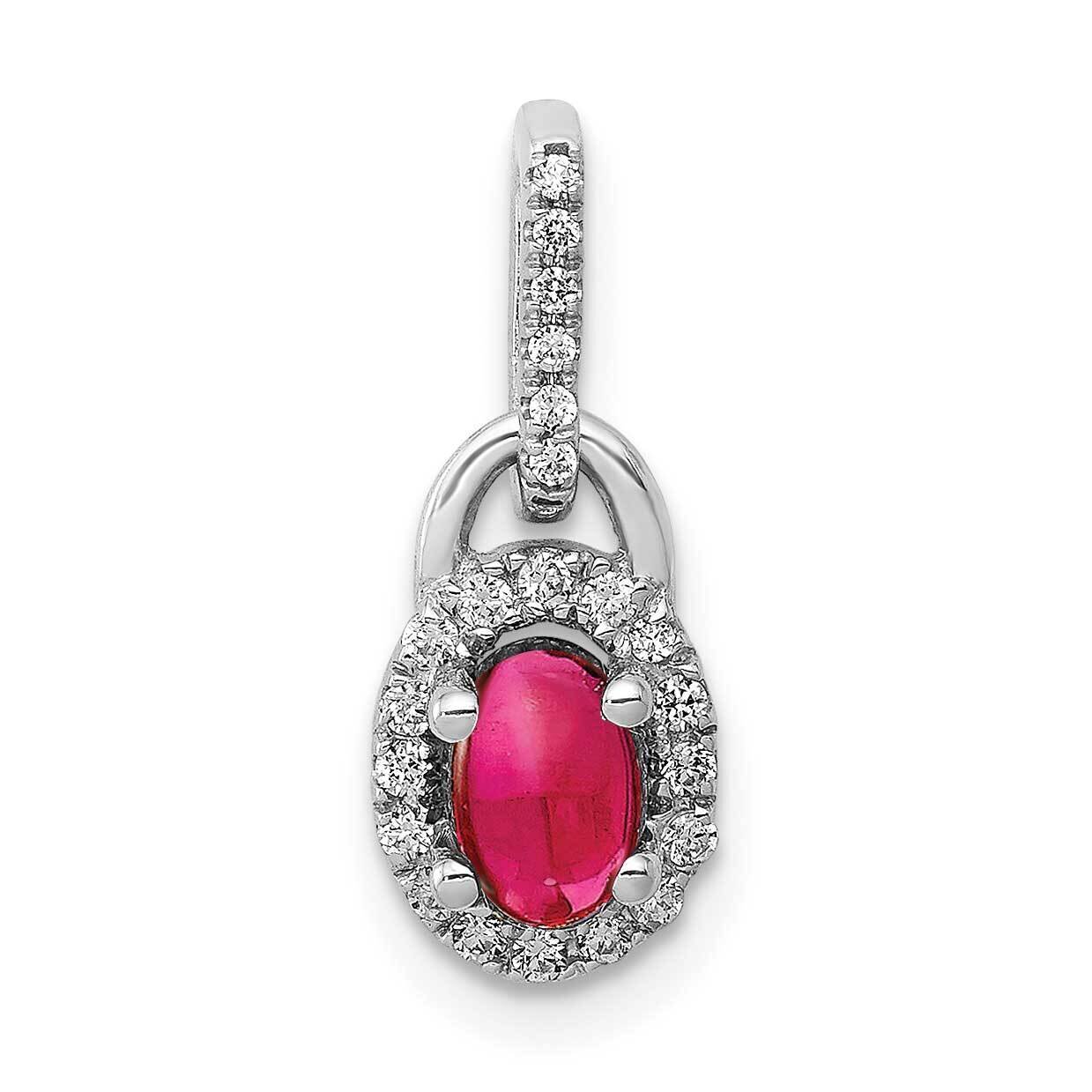 Cabochon .60 Ruby Pendant 14k White Gold Diamond PM4034-RU-012-WA, MPN: PM4034-RU-012-WA, 883957295…