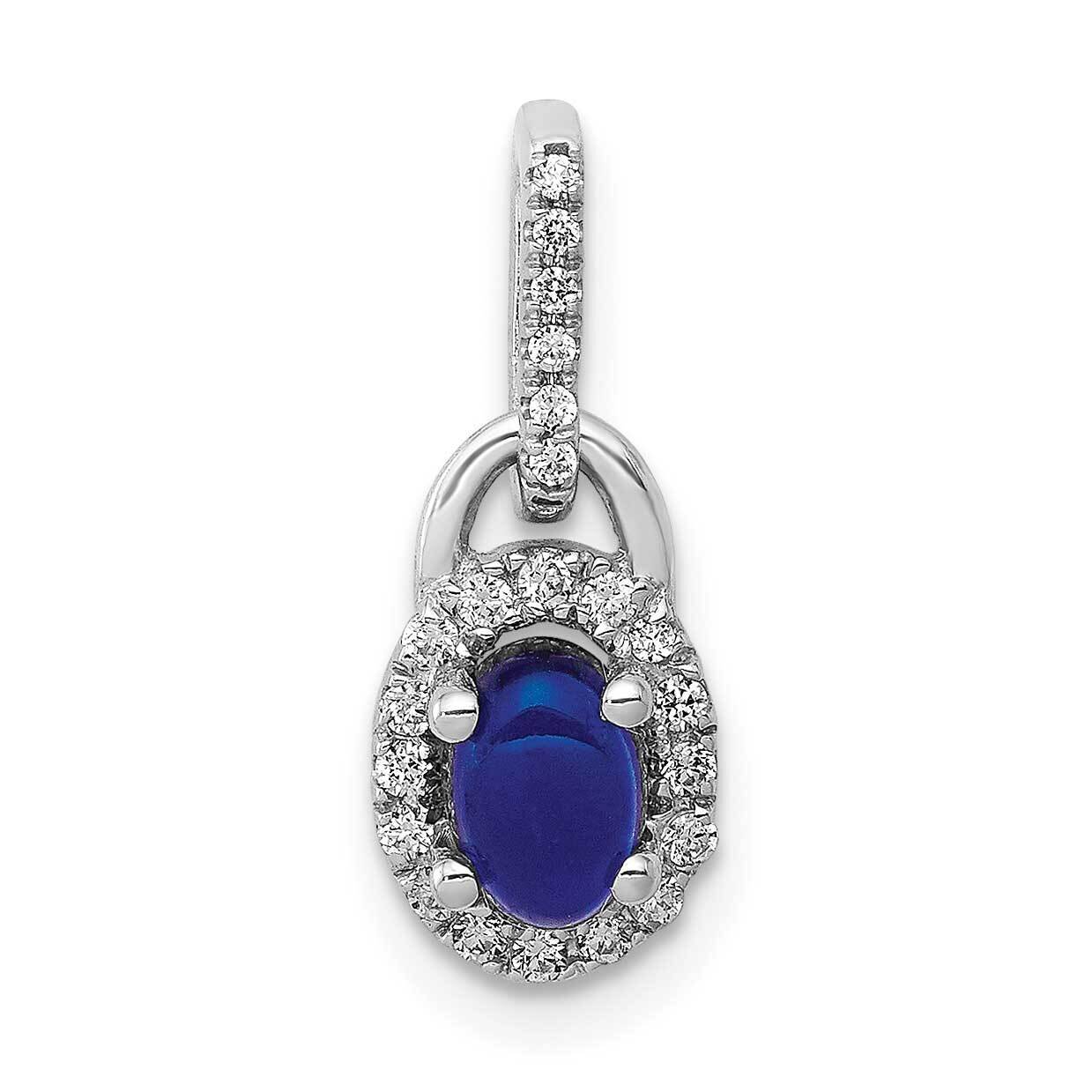 Halo Diamond &amp; Cabochon .60 Sapphire Pendant 14k White Gold PM4034-SA-012-WA, MPN: PM4034-SA-012-WA,