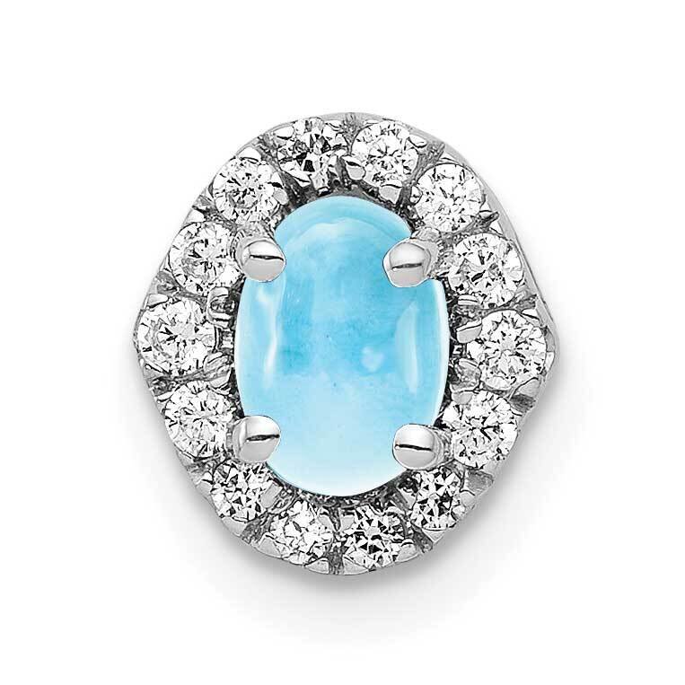 Cabochon .73 Blue Topaz Pendant 14k White Gold Diamond PM4035-BT-012-WA, MPN: PM4035-BT-012-WA, 883…