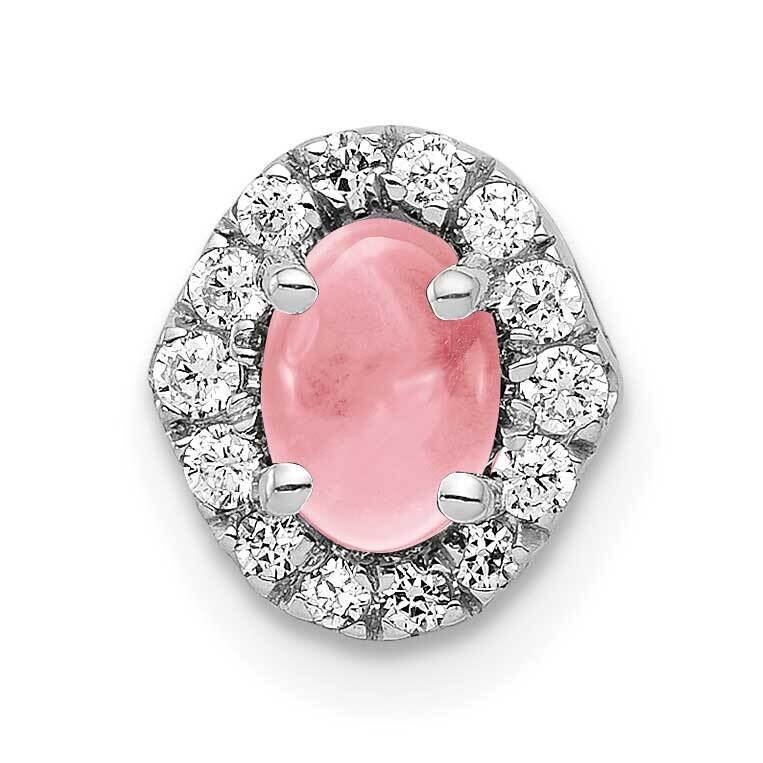 Cabochon .73 Pink Tourmaline Chain Slide 14k White Gold Diamond PM4035-PT-012-WA, MPN: PM4035-PT-01…
