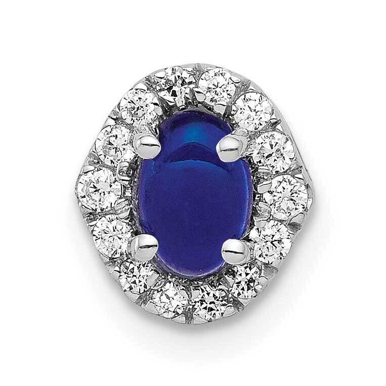 Cabochon .60 Sapphire Halo Chain Slide 14k White Gold Diamond PM4035-SA-012-WA, MPN: PM4035-SA-012-…