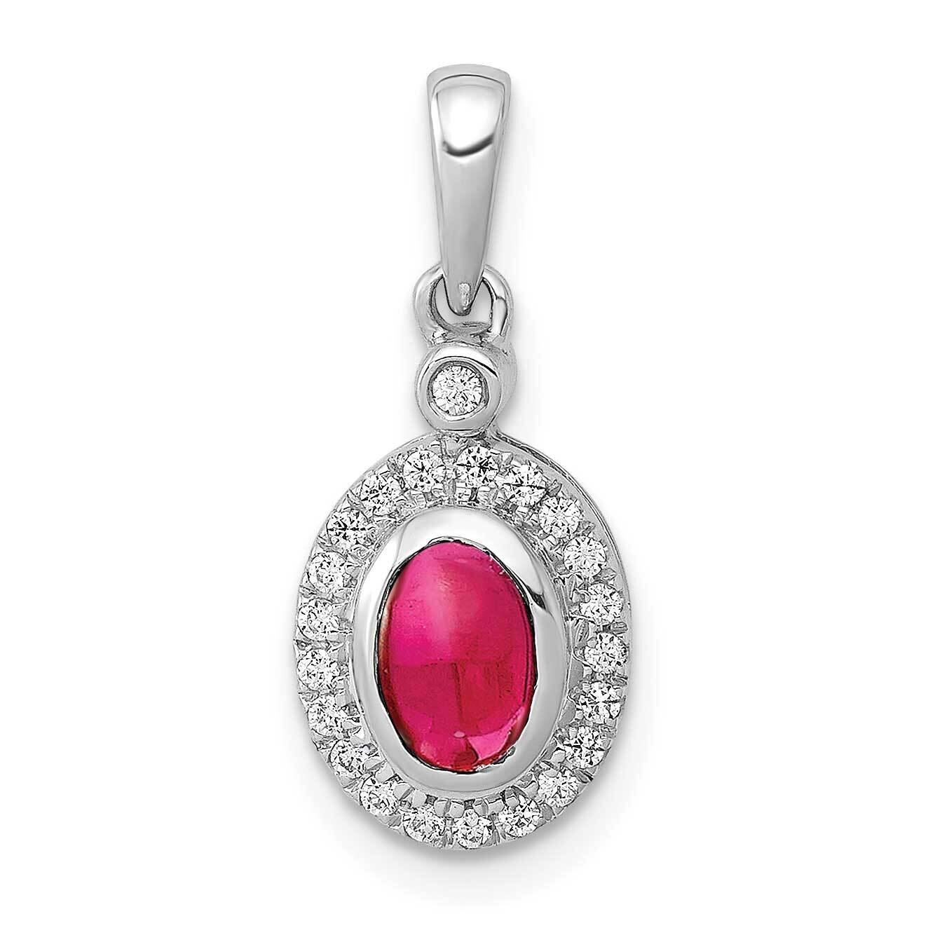 Cabochon .60 Ruby Halo Pendant 14k White Gold Diamond PM4036-RU-012-WA, MPN: PM4036-RU-012-WA, 8839…