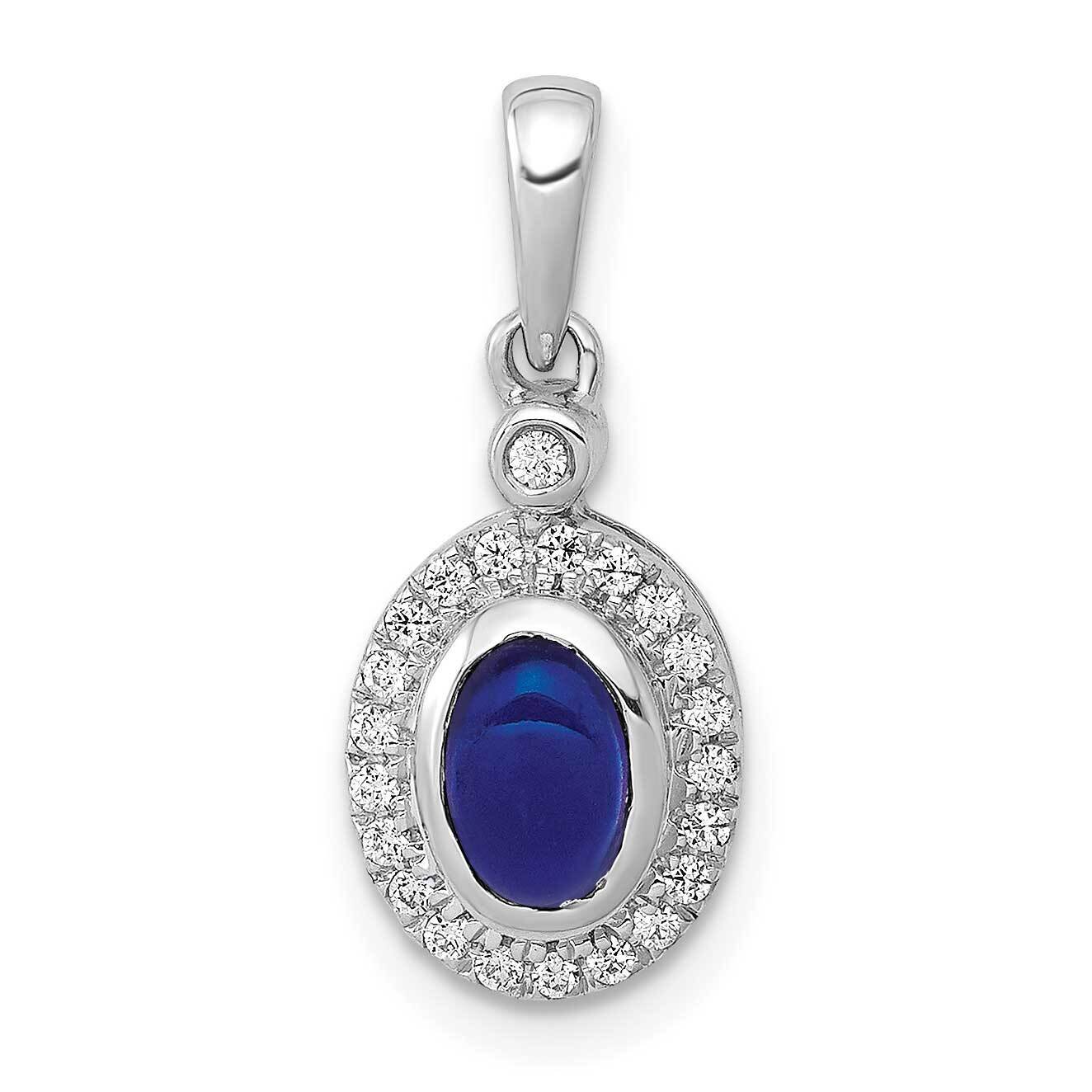 Halo Diamond &amp; Cabochon .60 Sapphire Pendant 14k White Gold PM4036-SA-012-WA, MPN: PM4036-SA-012-WA…