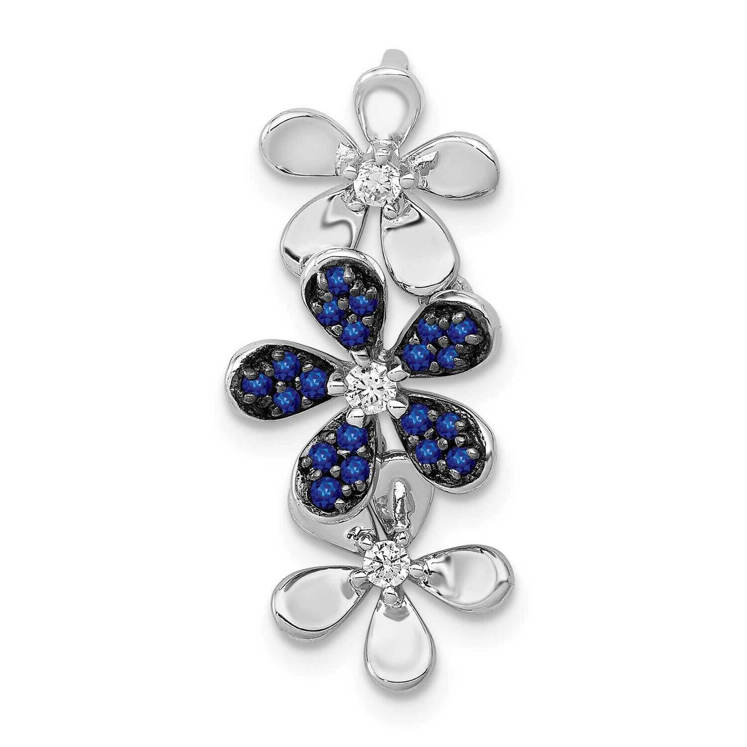 Sapphire 3 Flowers Pendant 14k White Gold Diamond PM4044-SA-009-WA, MPN: PM4044-SA-009-WA, 88395767…