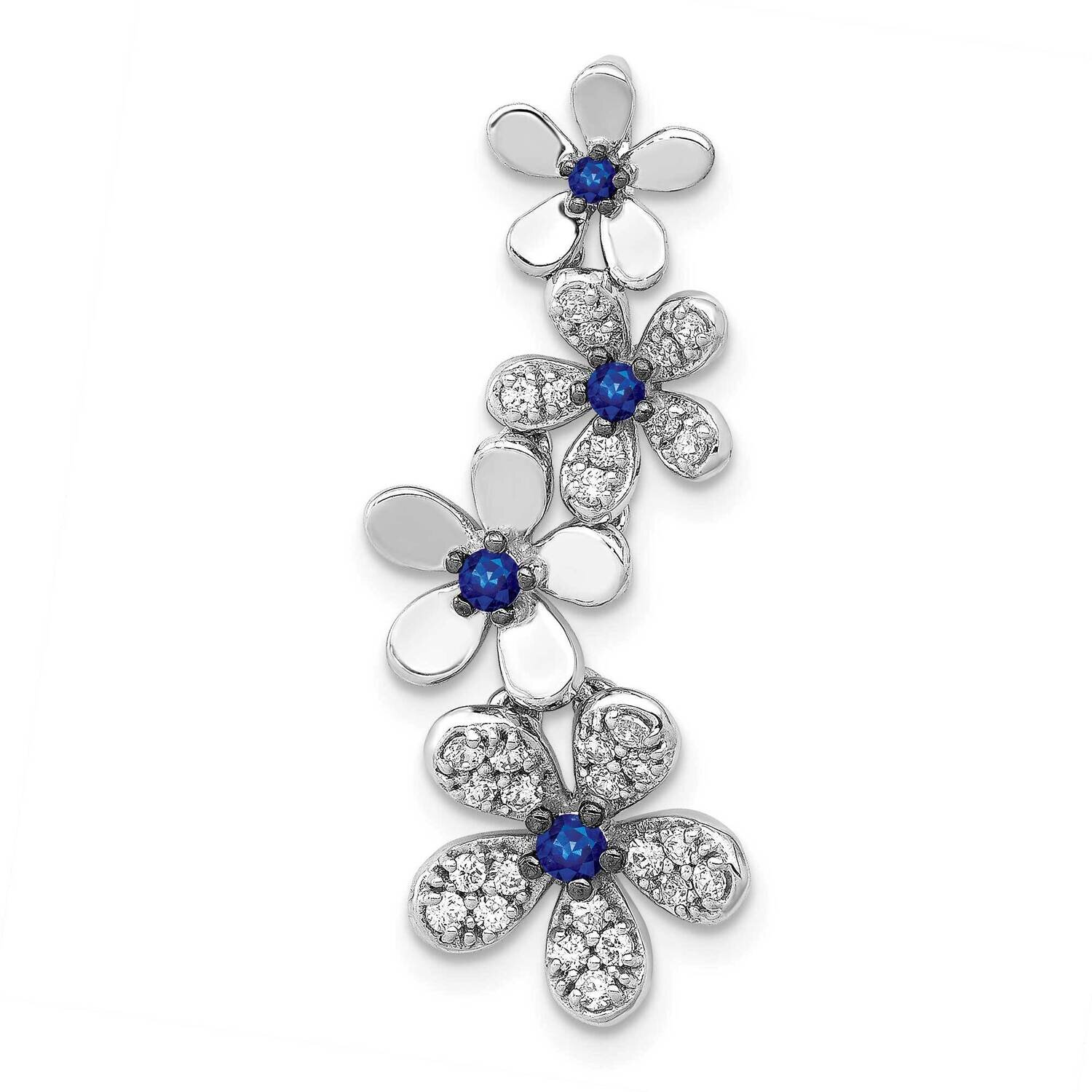 .19 Sapphire 4 Flowers Pendant 14k White Gold Diamond PM4045-SA-025-WA, MPN: PM4045-SA-025-WA,