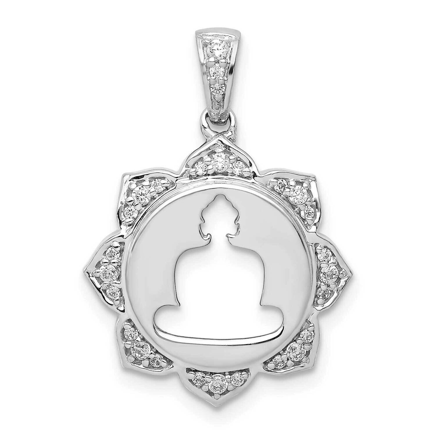 Buddha Pendant 14k White Gold Diamond PM4084-016-WA