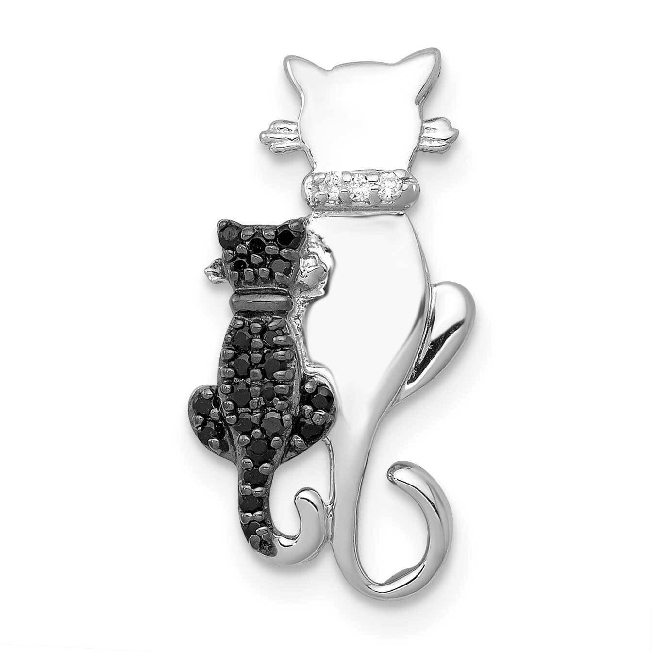 Black &amp; White Accent Diamond Cats Chain Slide 14k White Gold PM4114-BK-008-WA, MPN: PM4114-BK-008-W…