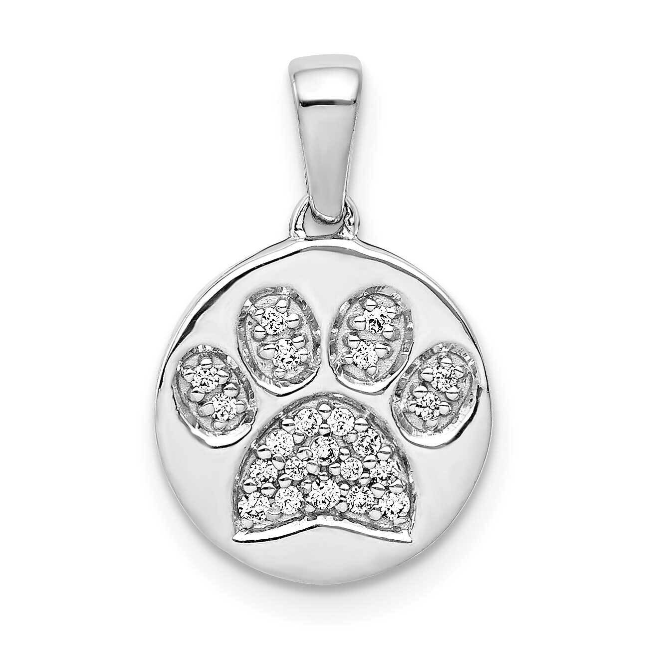 Paw Print In Circle Pendant 14k White Gold Diamond PM4125-011-WA, MPN: PM4125-011-WA, 883957298030