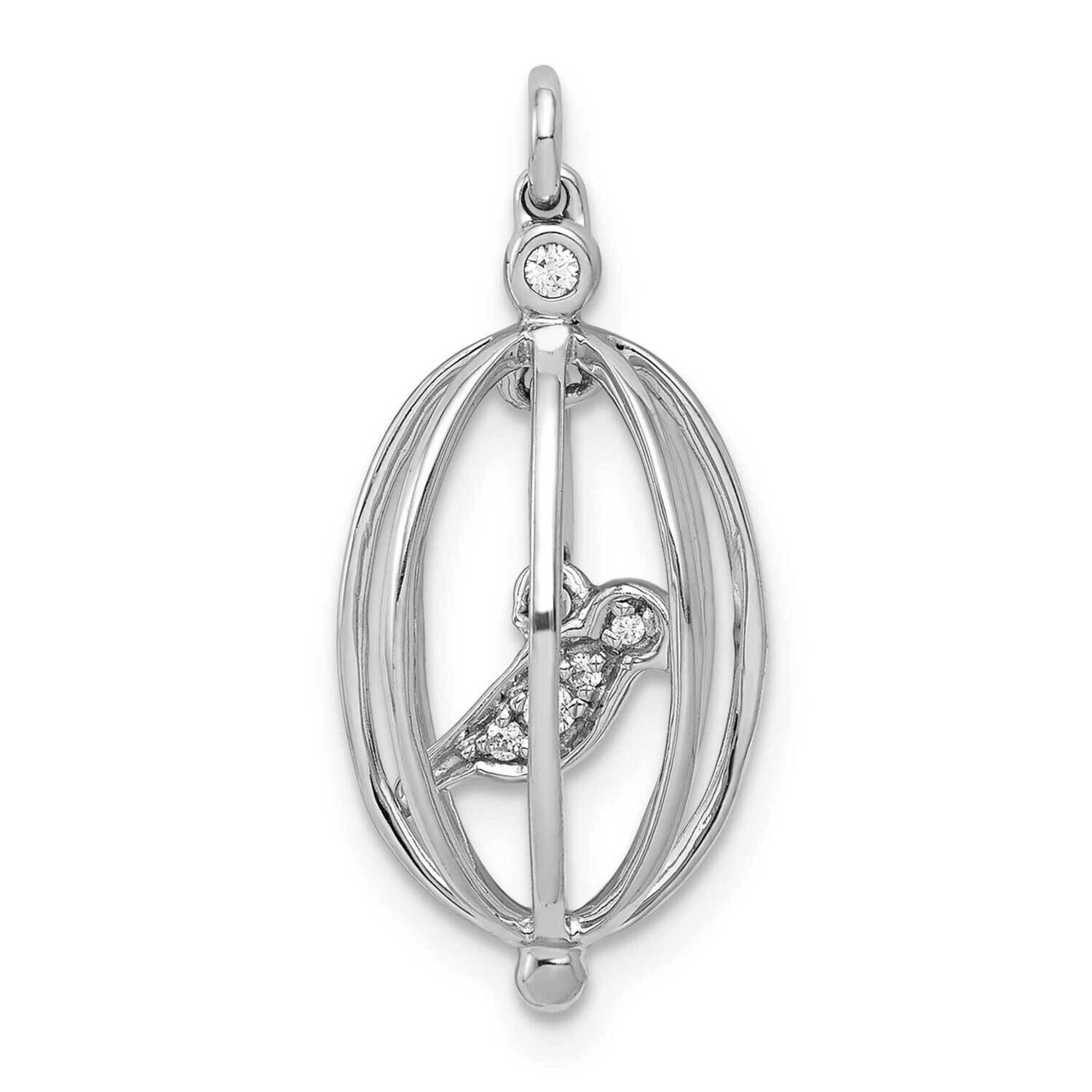 Bird In Cage Pendant 14k White Gold Diamond PM4131-003-WA