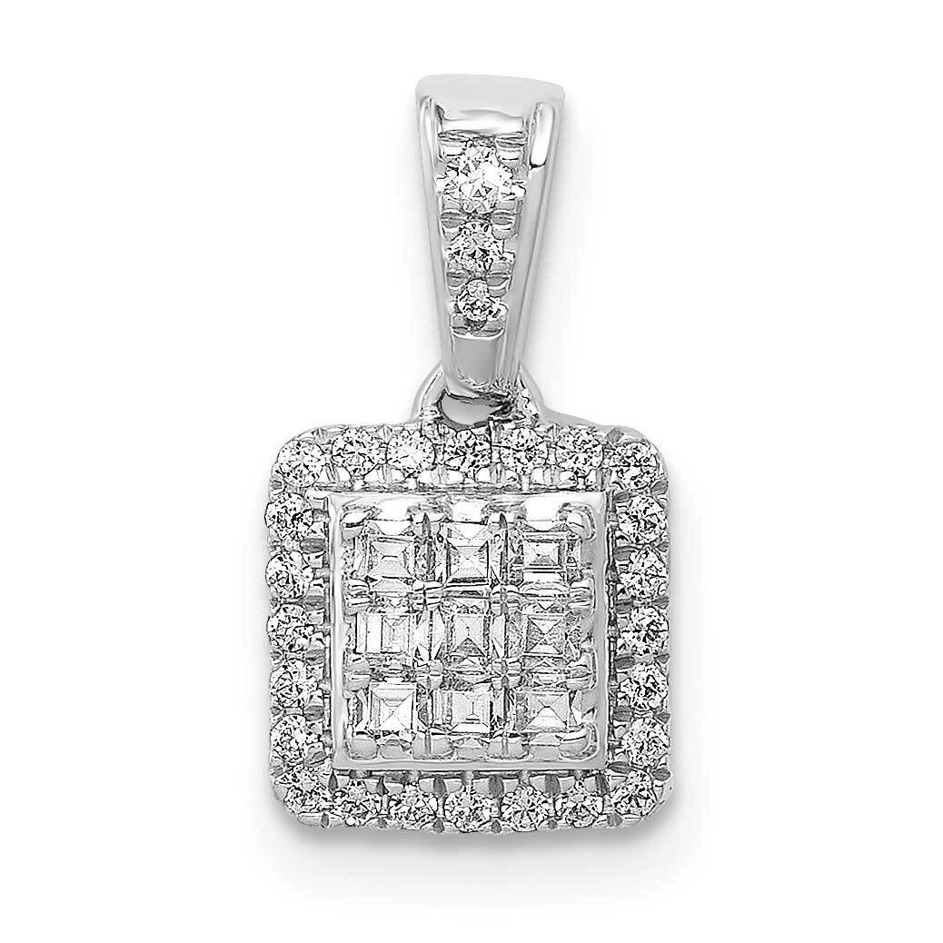 1/4Ct. Diamond Square Cluster Pendant 14k White Gold PM4371-025-WA, MPN: PM4371-025-WA, 883957212234
