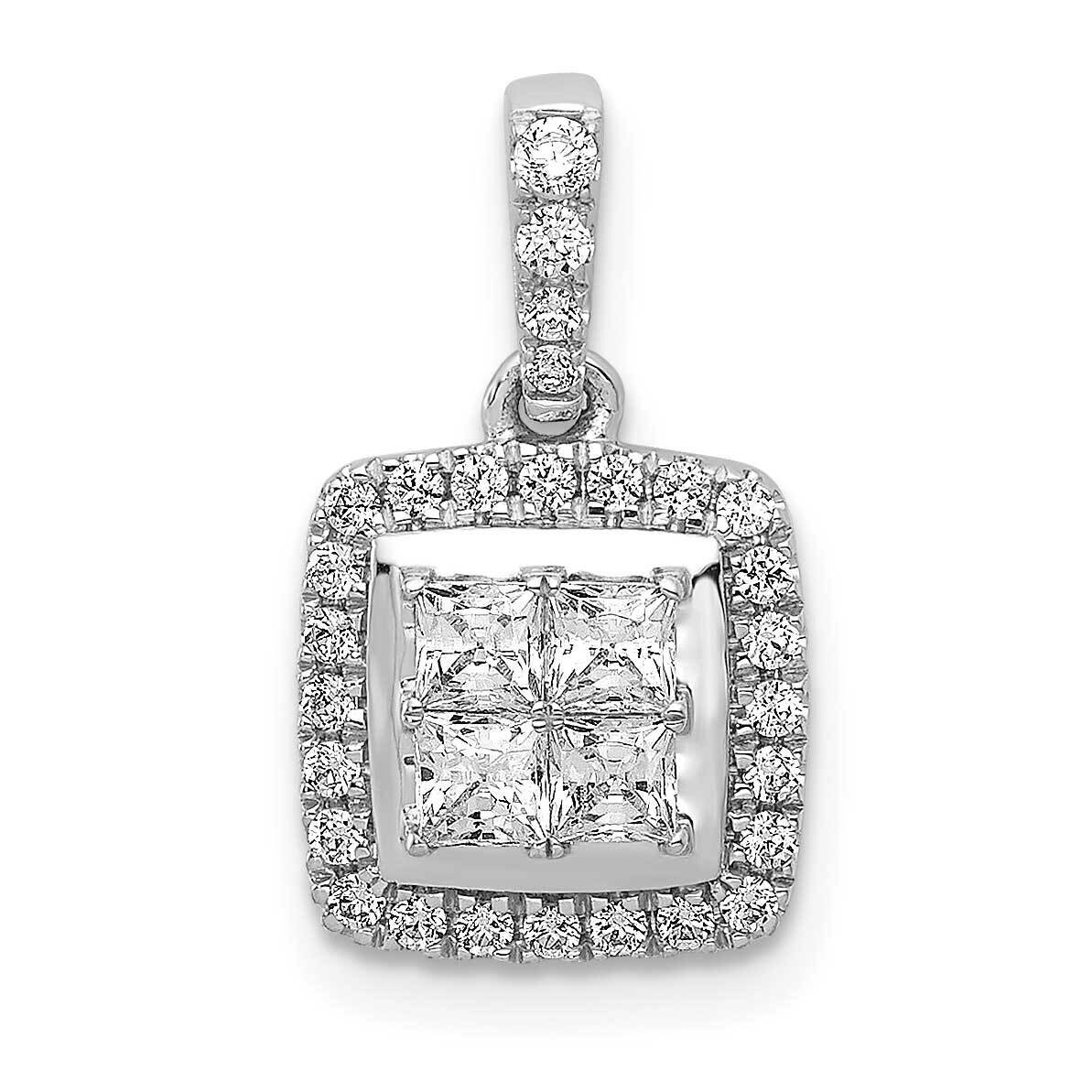 1/2Ct. Diamond Square Cluster Pendant 14k White Gold PM4372-050-WA, MPN: PM4372-050-WA, 883957298252