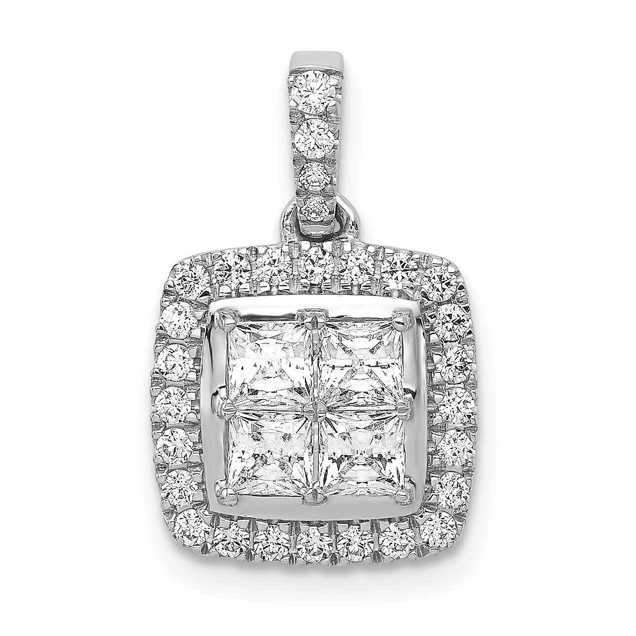 1Ct. Diamond Square Cluster Pendant 14k White Gold PM4372-100-WA, MPN: PM4372-100-WA, 883957510200