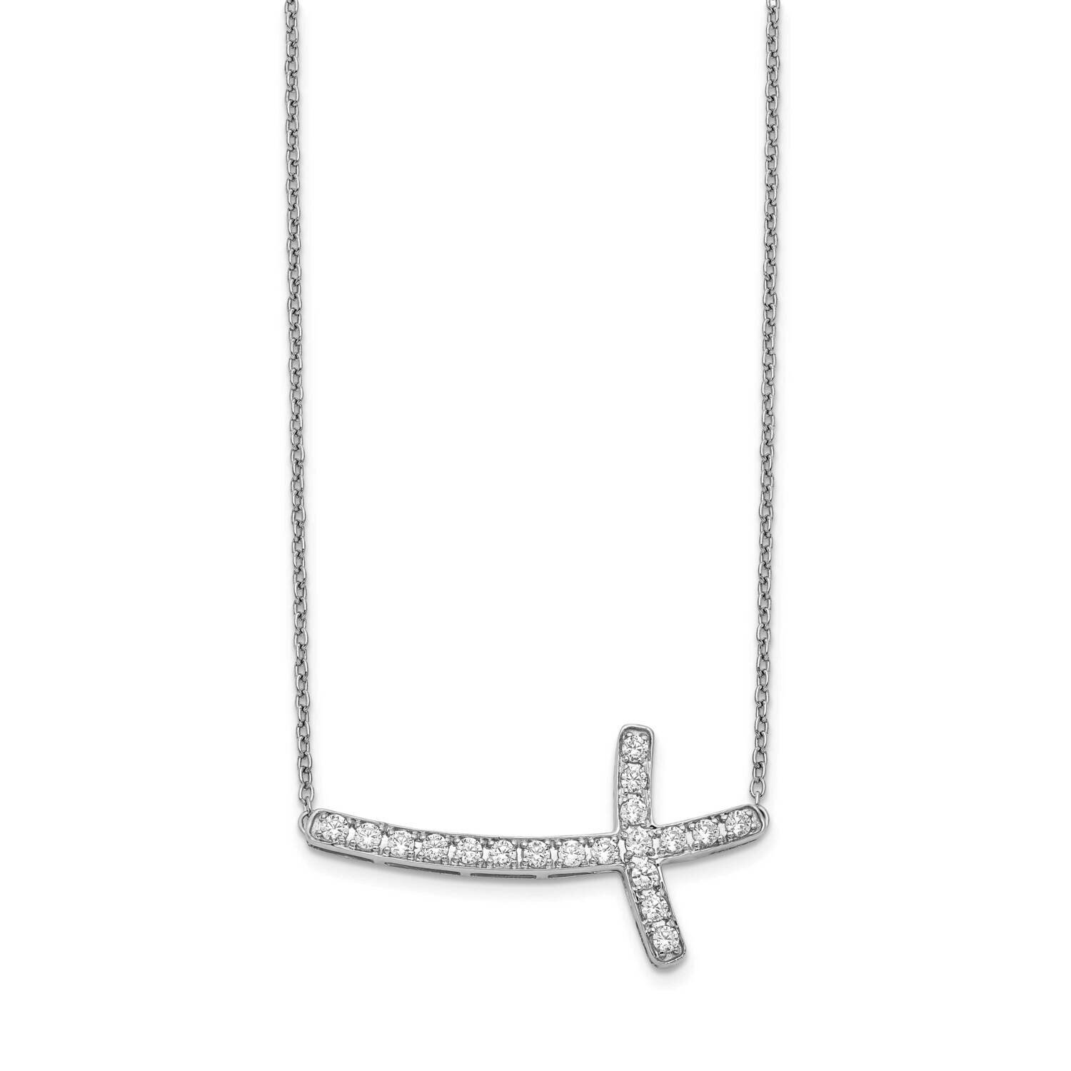 Sideways Cross 18 Inch Necklace 14k White Gold Diamond PM4691-050-WA