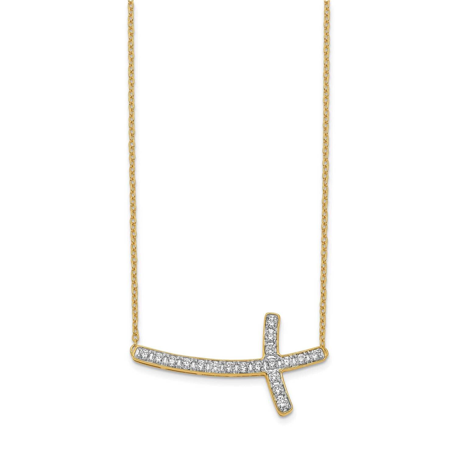 Sideways Cross 18 Inch Necklace 14k Gold Diamond PM4691-050-YA
