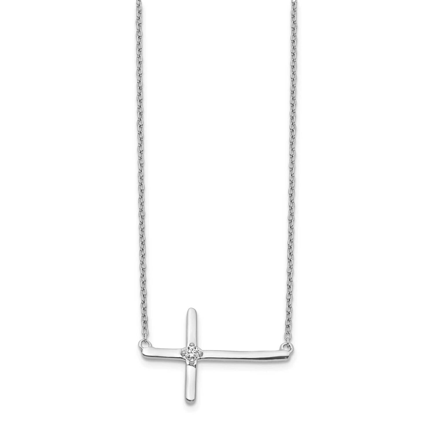Sideways Cross 18 Inch Necklace 14k White Gold Diamond PM4693-005-WA