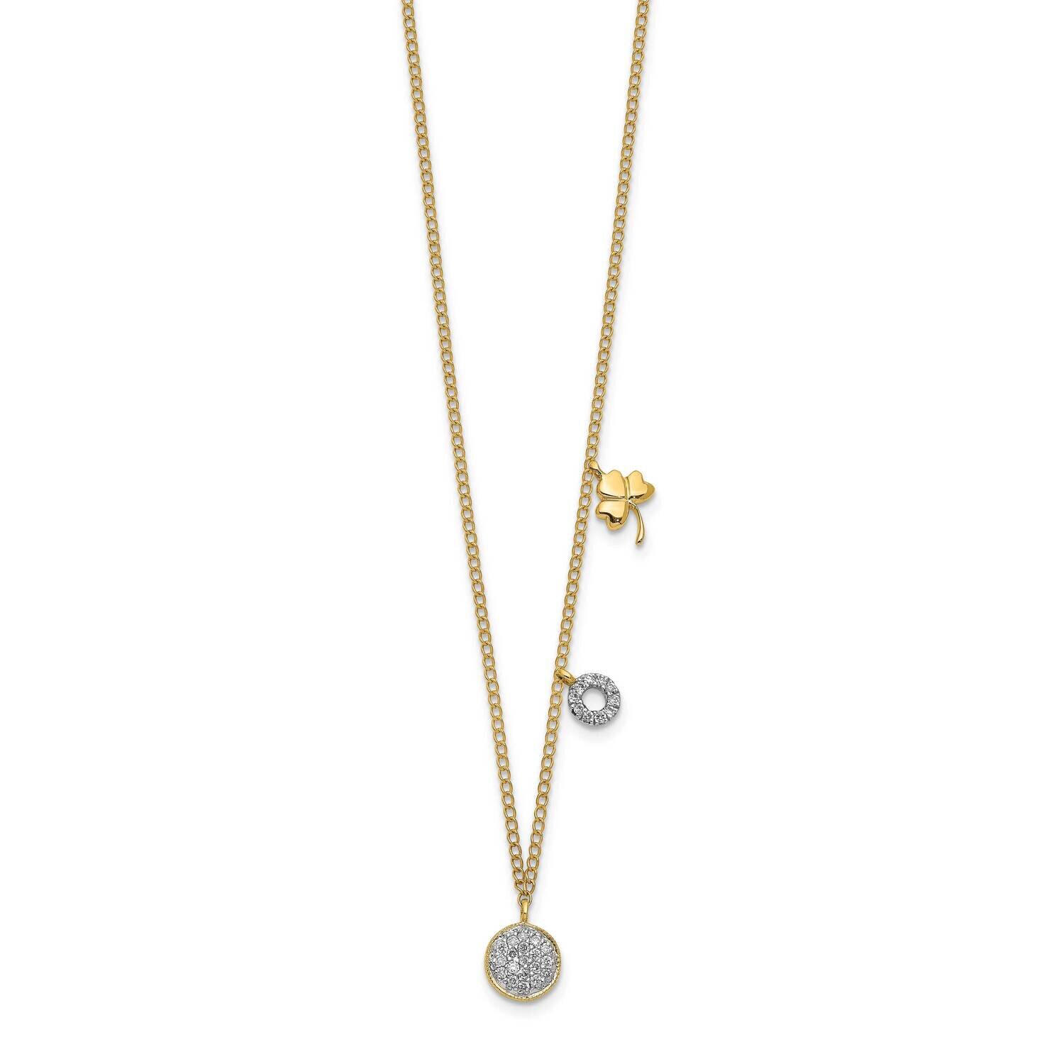 Two Circle and Shamrock Necklace 14k Gold Diamond PM4699-010-YA, MPN: PM4699-010-YA, 883957824192