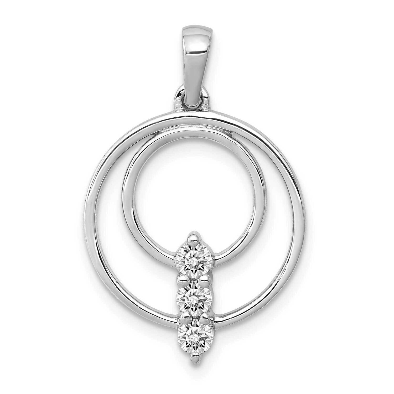 2.7mm Diamond Three Stone Circle Pendant 14k White Gold PM4708-025-WA, MPN: PM4708-025-WA, 88395719…